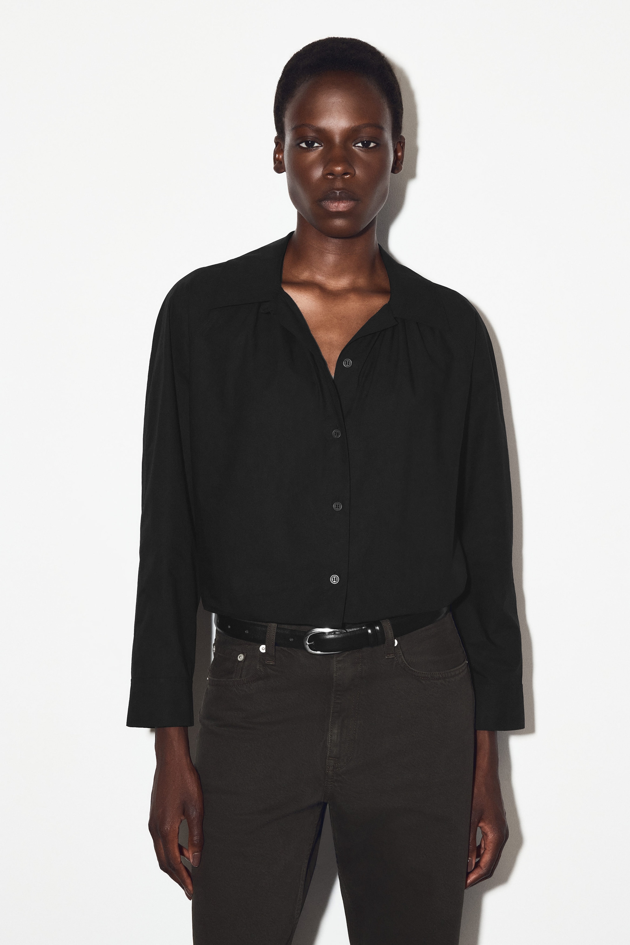 GATHERED PIMA COTTON SHIRT