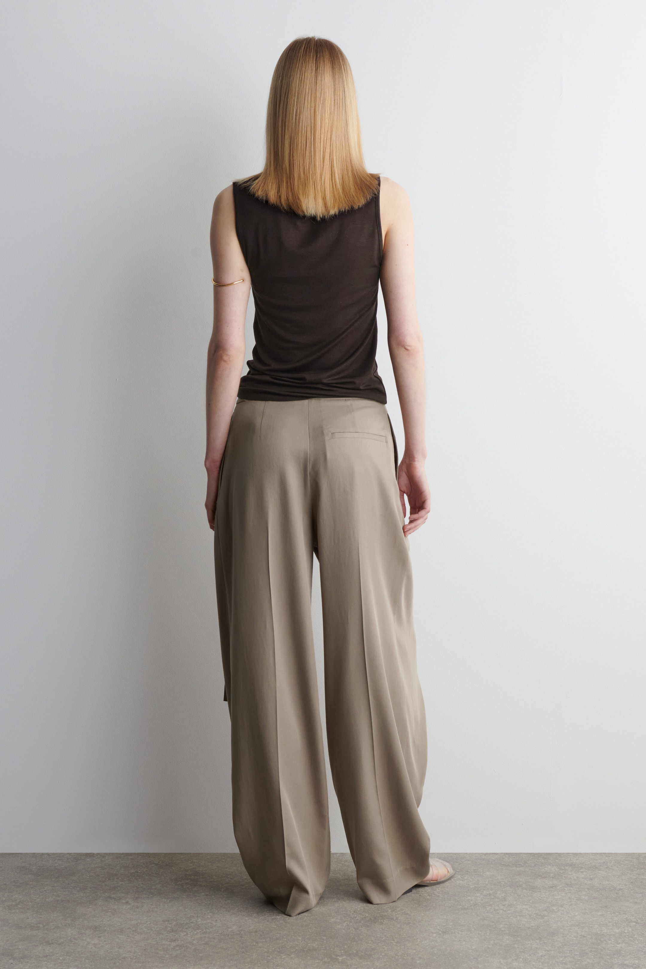 FLUID WRAP-FRONT TROUSERS - MOLE