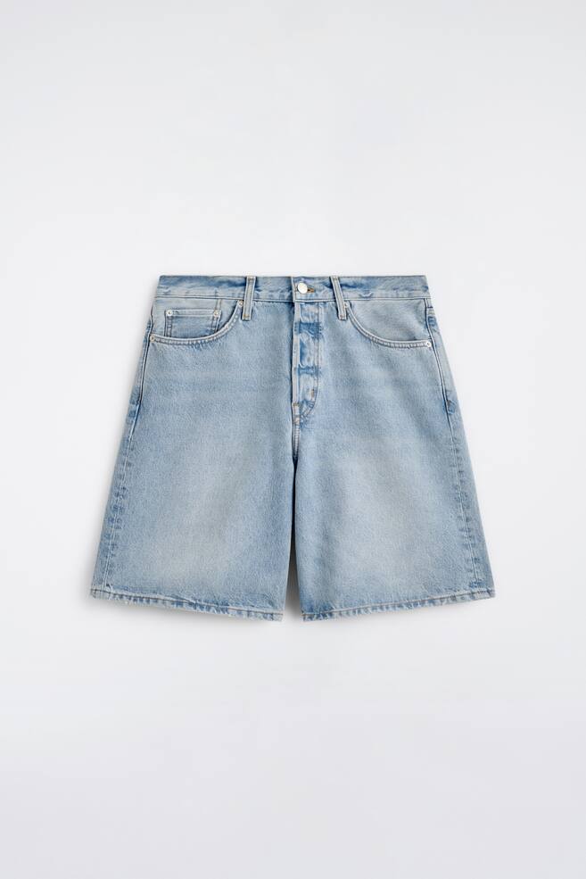 KNEE-LENGTH DENIM SHORTS - LIGHT BLUE/CHALK - 1