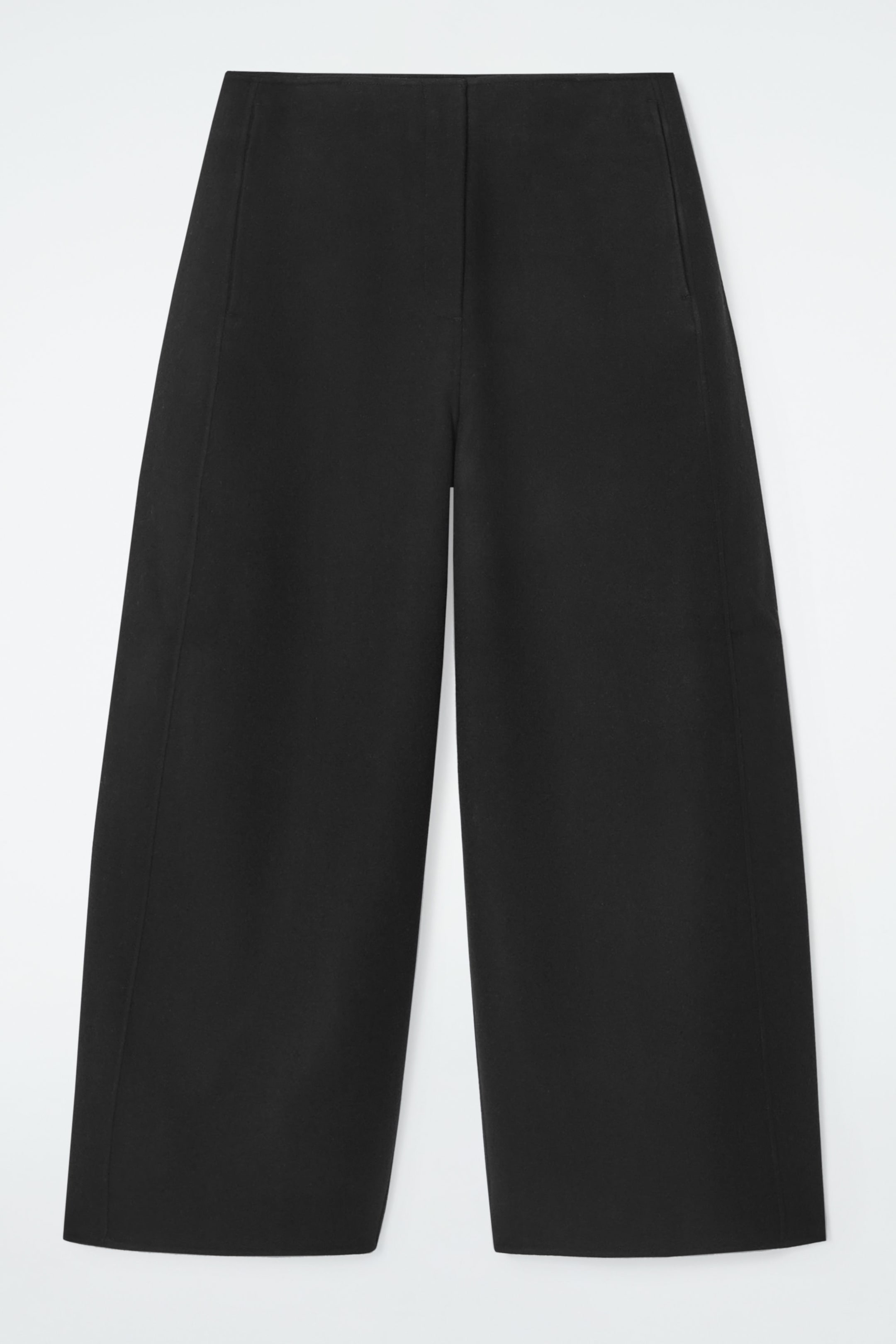 DOUBLE-FACED WOOL BARREL-LEG PANTS