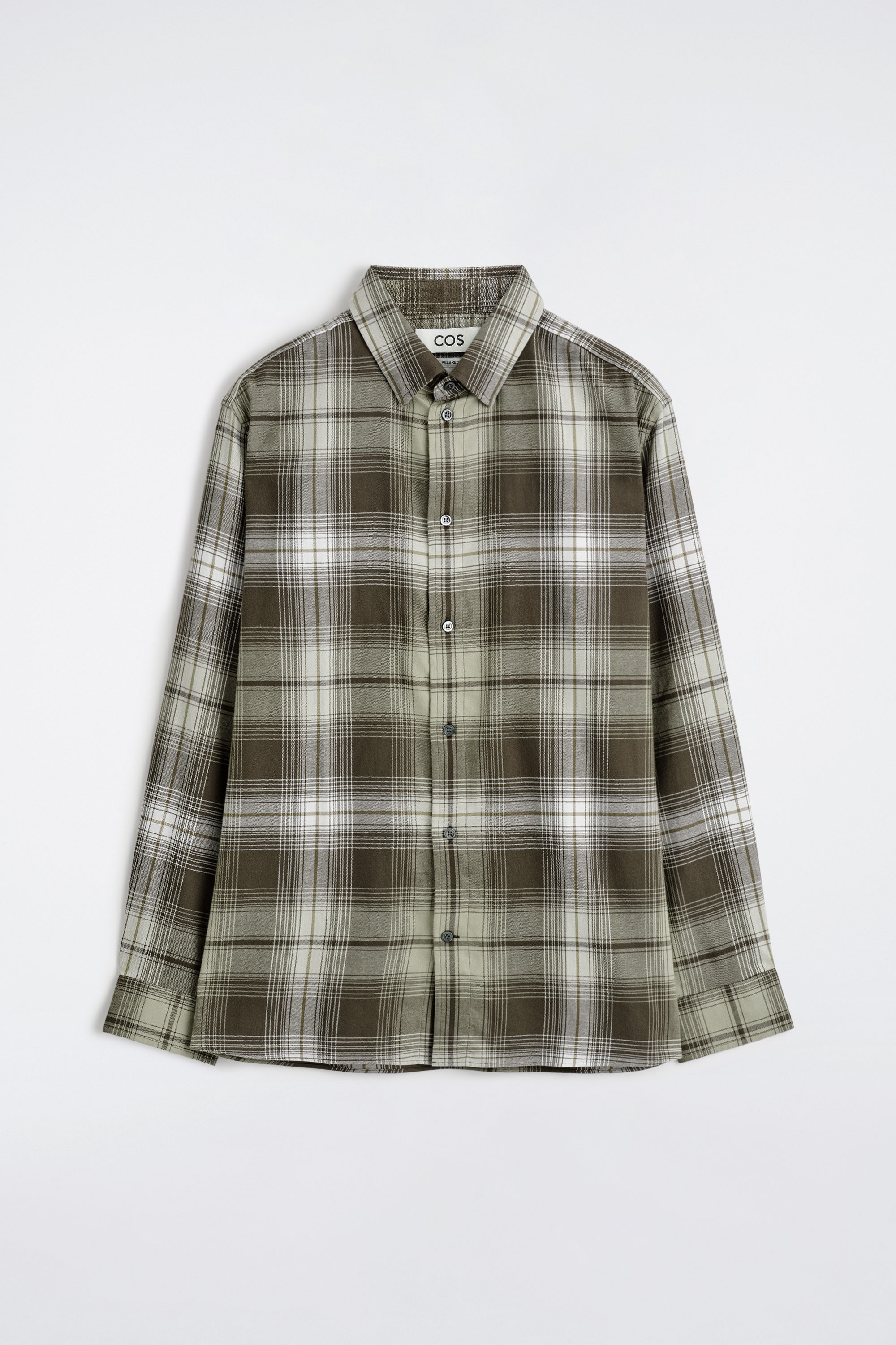 CHECKED PIMA COTTON SHIRT - KHAKI / BROWN / CHECKED | COS