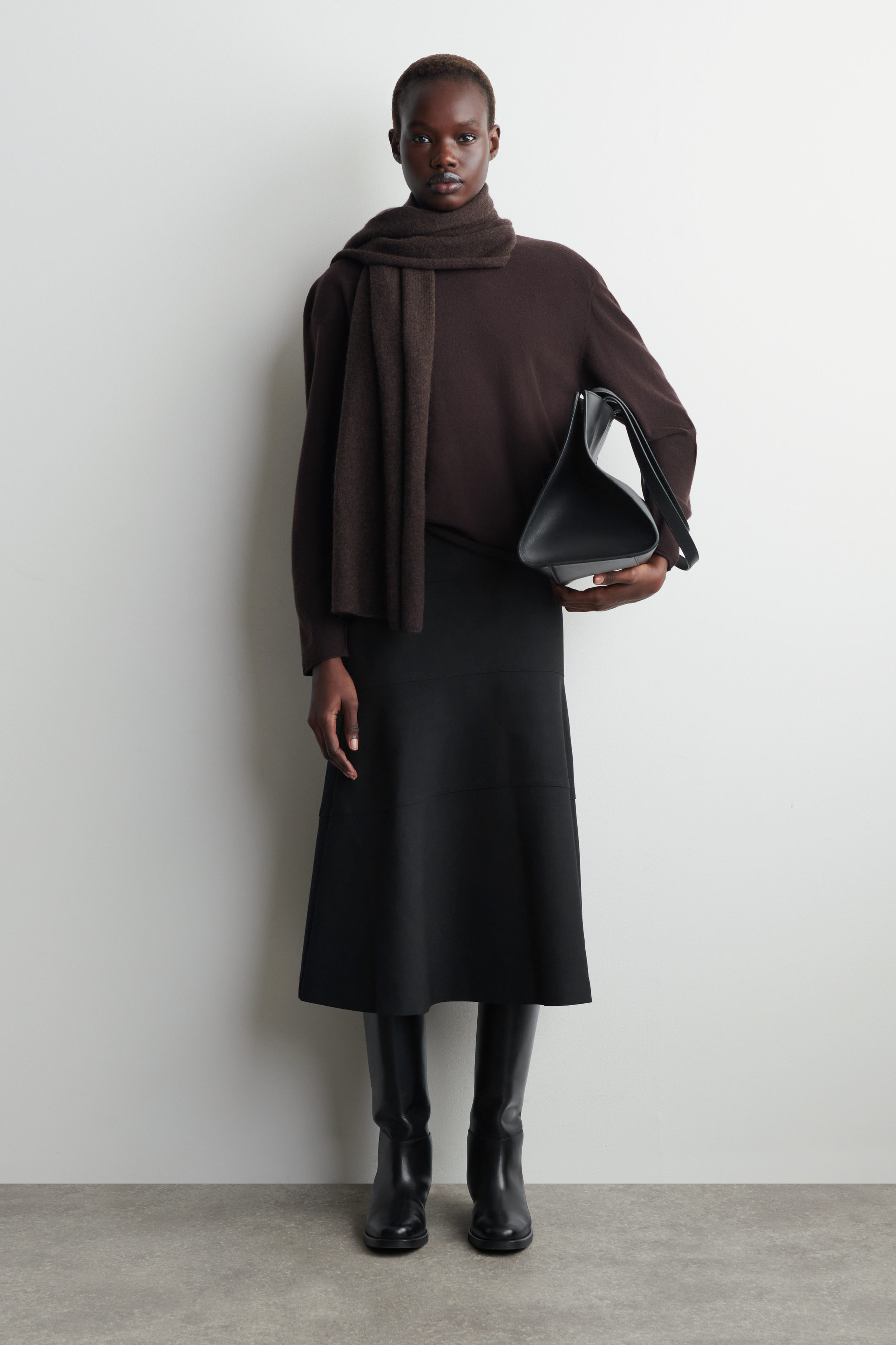 CURVED A-LINE MIDI SKIRT - DARK GRAY | COS US