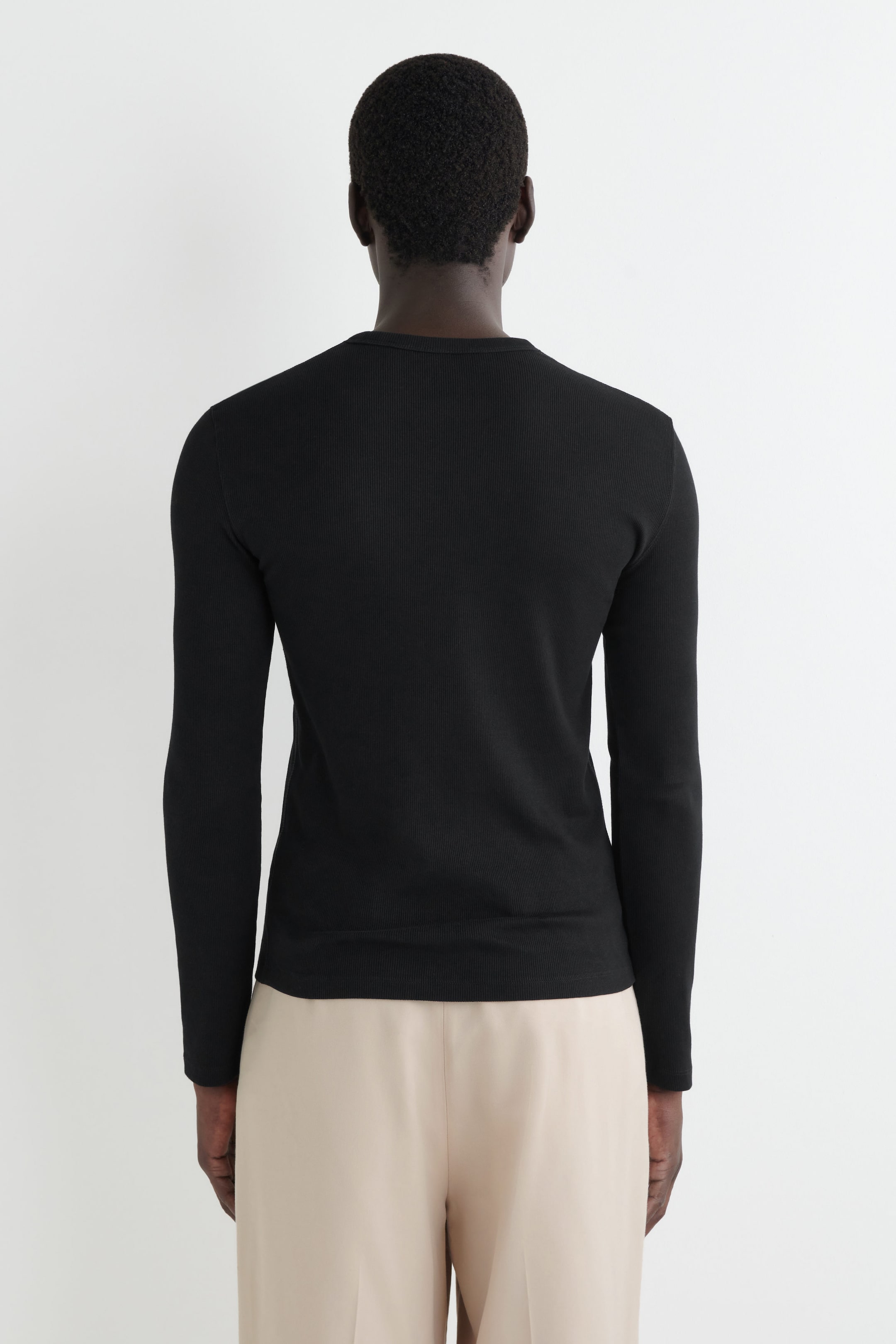 SLIM RIBBED COTTON LONG-SLEEVED T-SHIRT