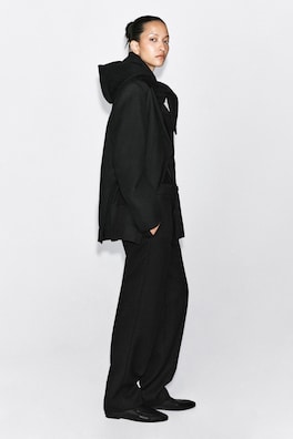 TAILORED WOOL STRAIGHT-LEG PANTS — CARBON 3