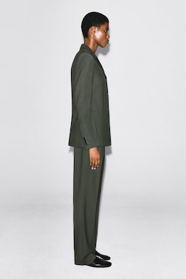 WOOL-BLEND DOUBLE-BREASTED BLAZER — KHAKI 4
