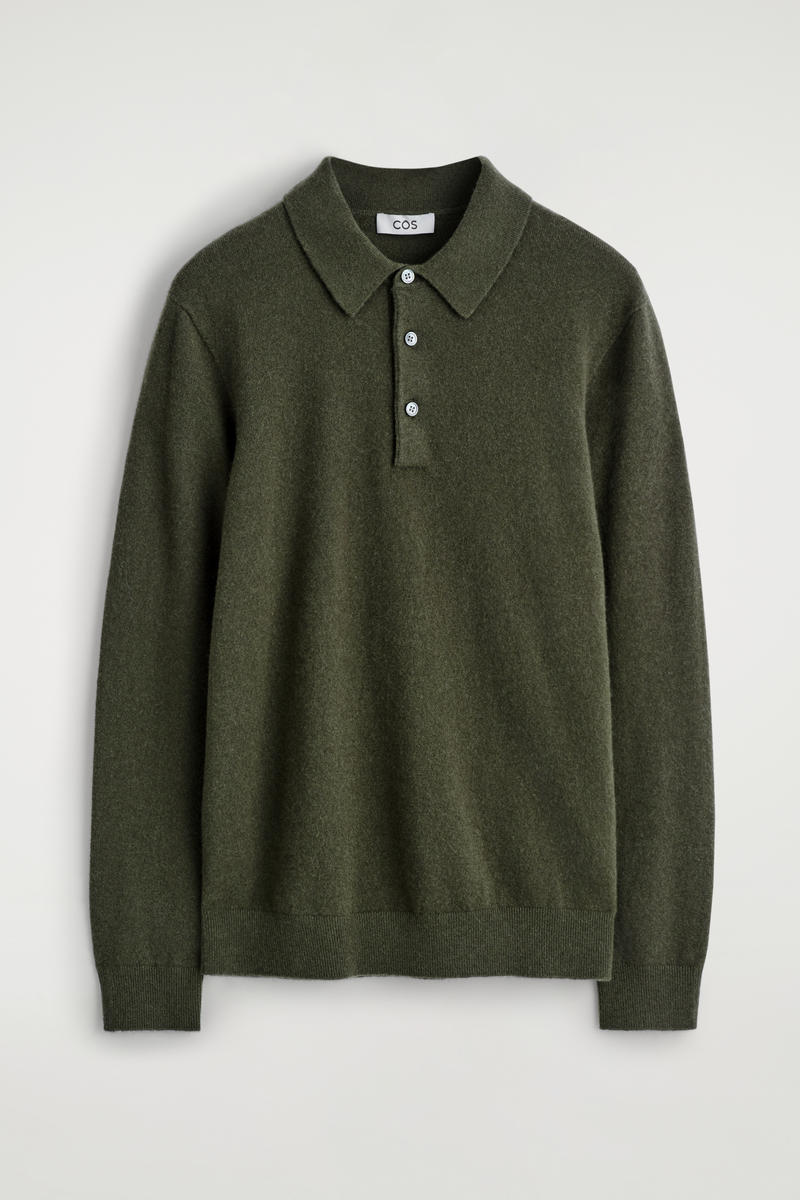 Cos Seamless Cashmere Polo Shirt In Green In Green