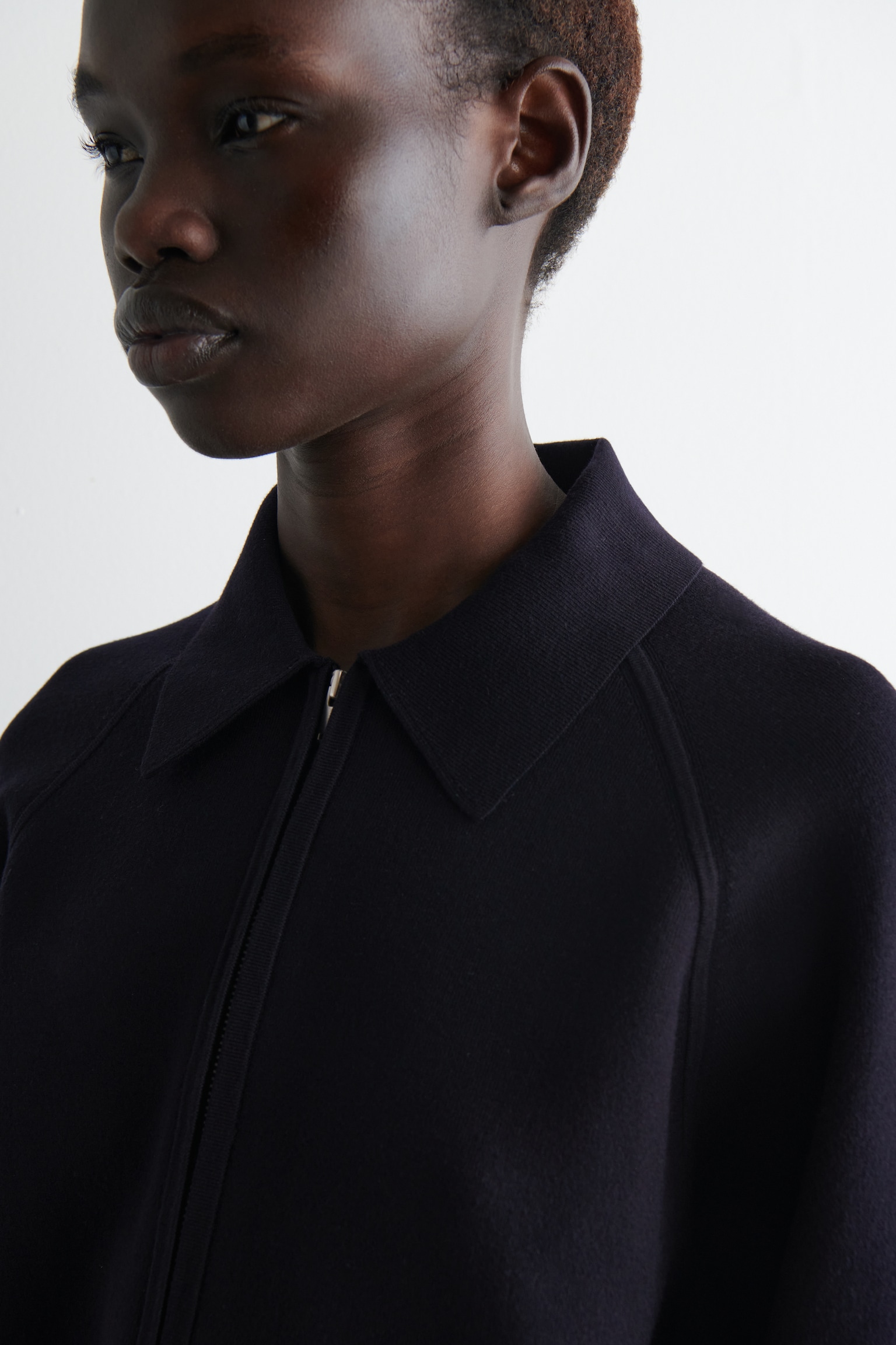 VESTE EN MAILLE DOUBLE FACE - BLEU MARINE - 4
