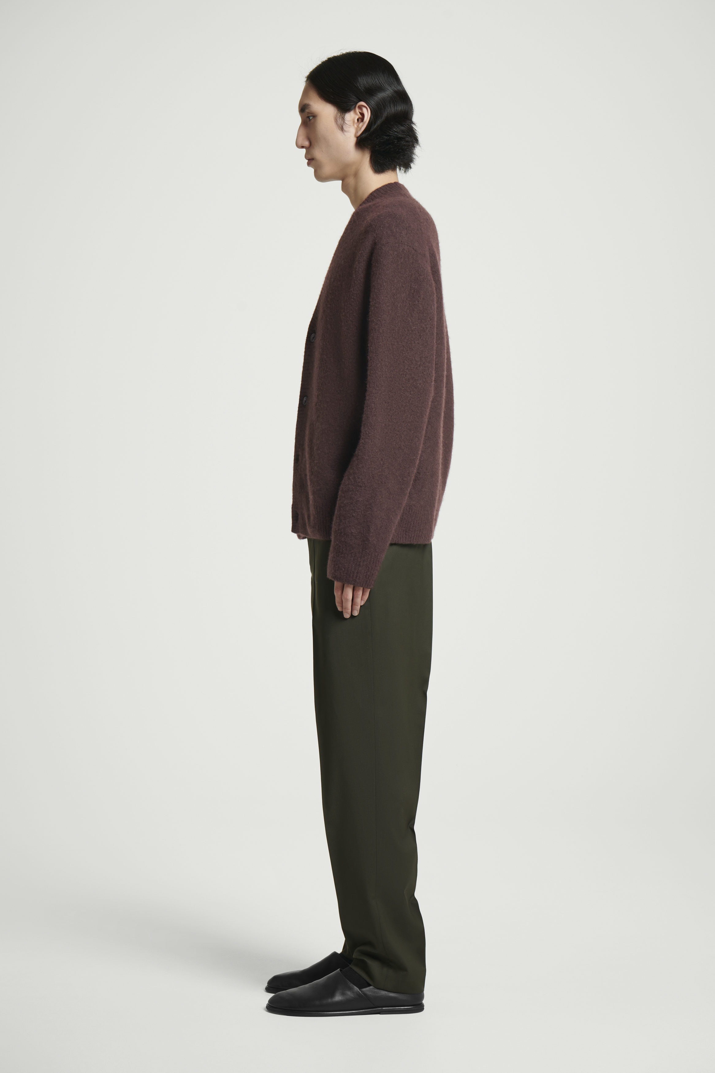 Melang wool 2Tuck Trousers Lサイズ 47 Wool mix 2tuck slacks (Navy) | UNFOLK
