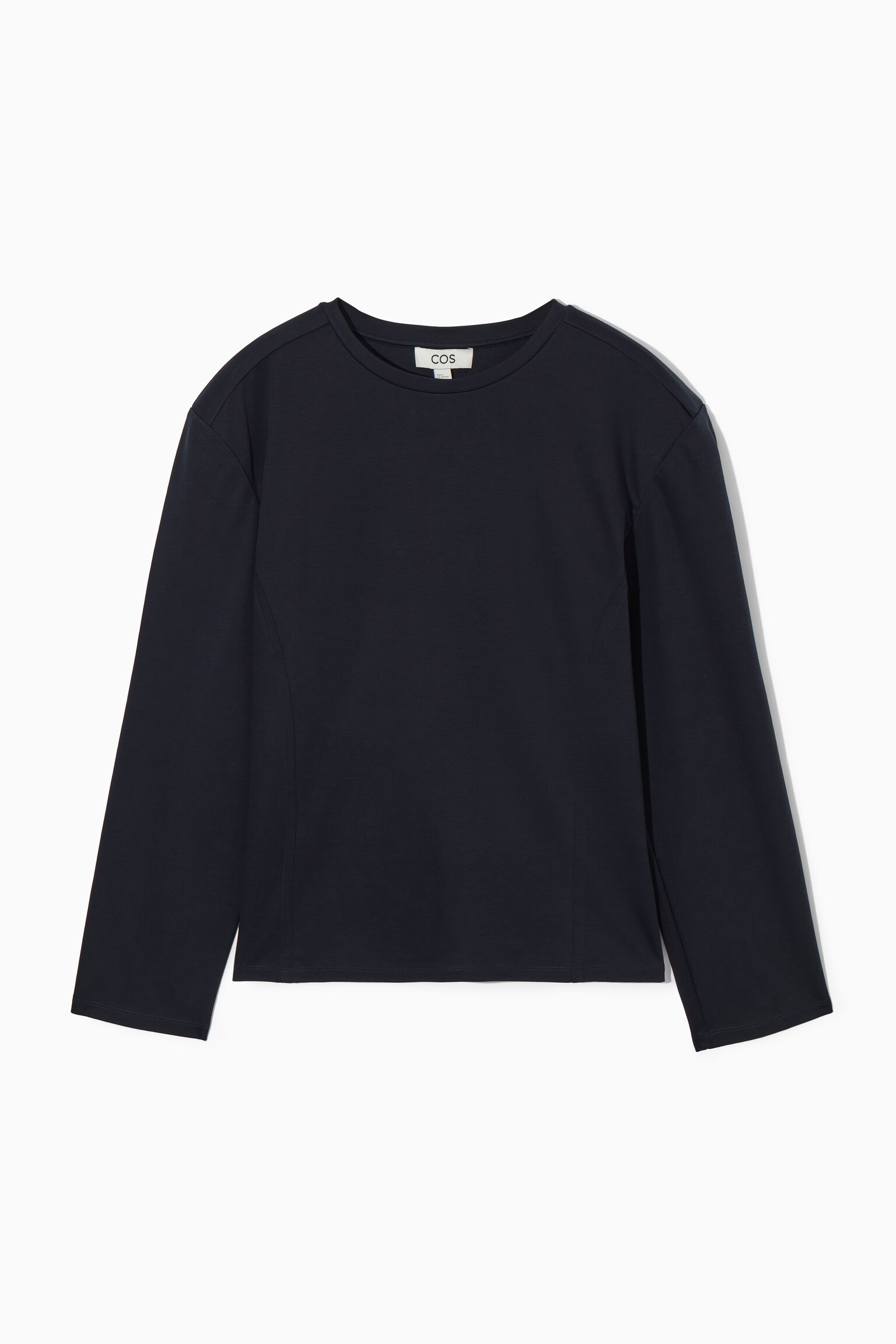 WAISTED LONG-SLEEVED TOP - NAVY - 1