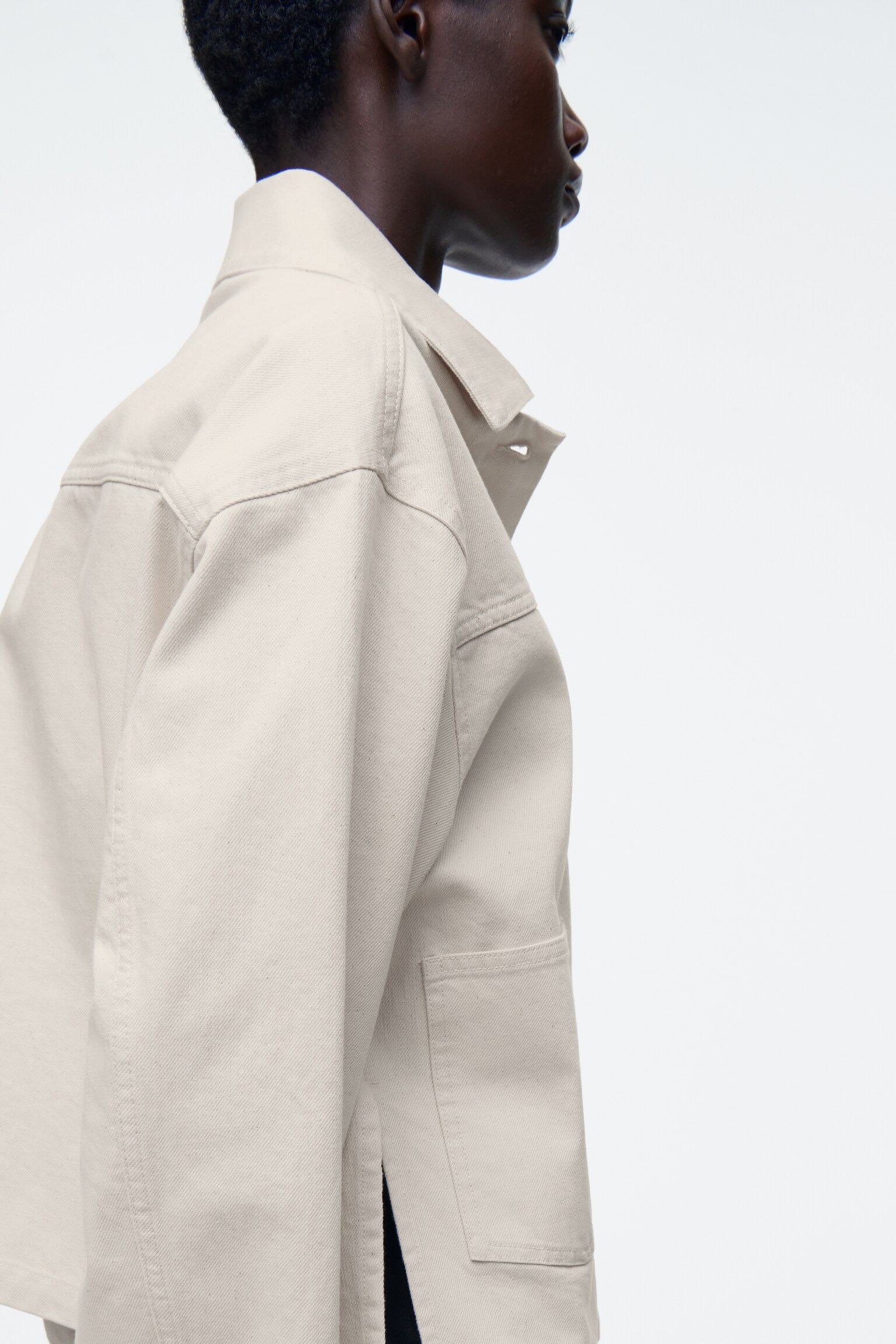 VESTE SILHOUETTE CARRÉE EN DENIM - ÉCRU - 7
