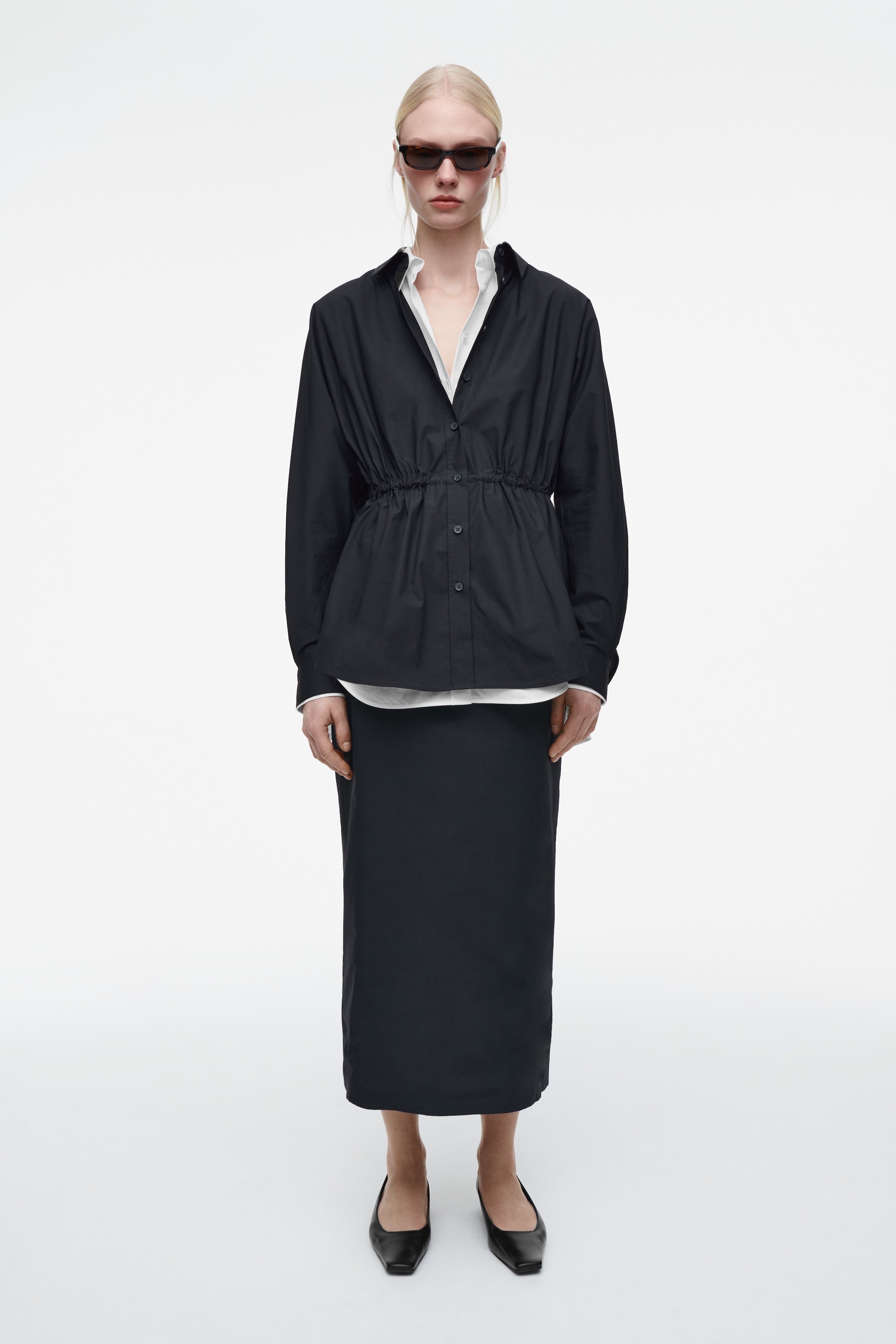 Agrandir l'image: JUPE MIDI TAILLE AJUSTABLE EN COTON - BLEU MARINE - FEMME | H&M FR 1