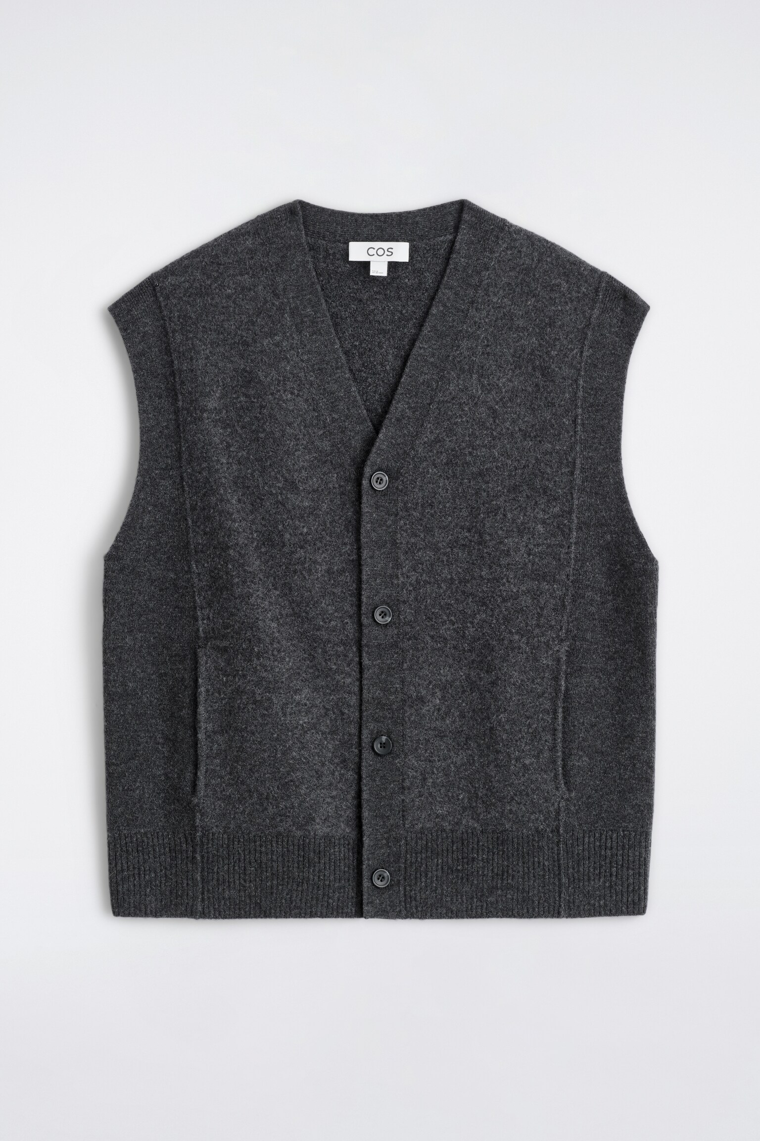 BUTTONED BOILED-WOOL VEST - CHARCOAL/DARK KHAKI