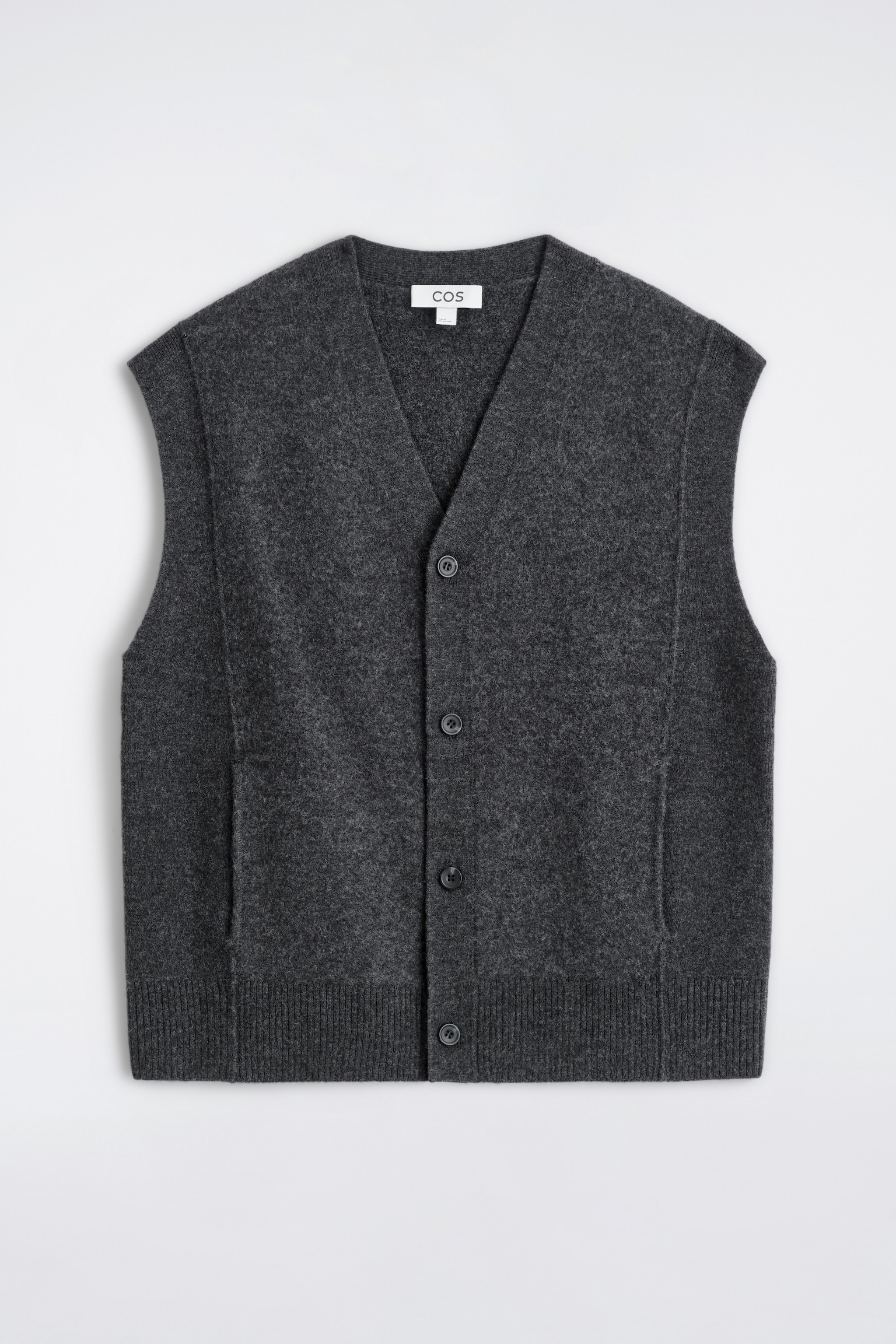 GILET BOUTONNÉ EN LAINE BOUILLIE - CHARBON/KAKI FONCÉ - 2