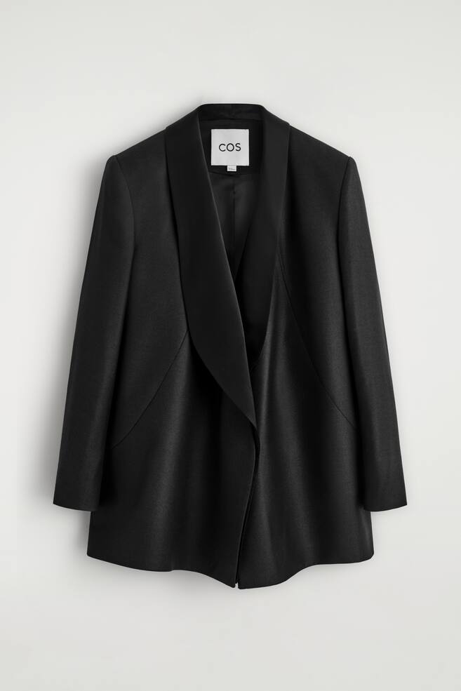 SACOU SMOKING DIN LÂNĂ-SATIN - NEGRU - 1