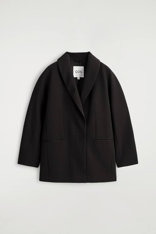 SHAWL-COLLAR WOOL-BLEND BLAZER - DARK BROWN - 1