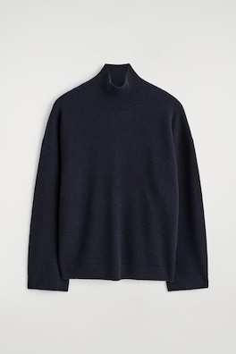 PURE CASHMERE MOCK-NECK SWEATER — NAVY 2