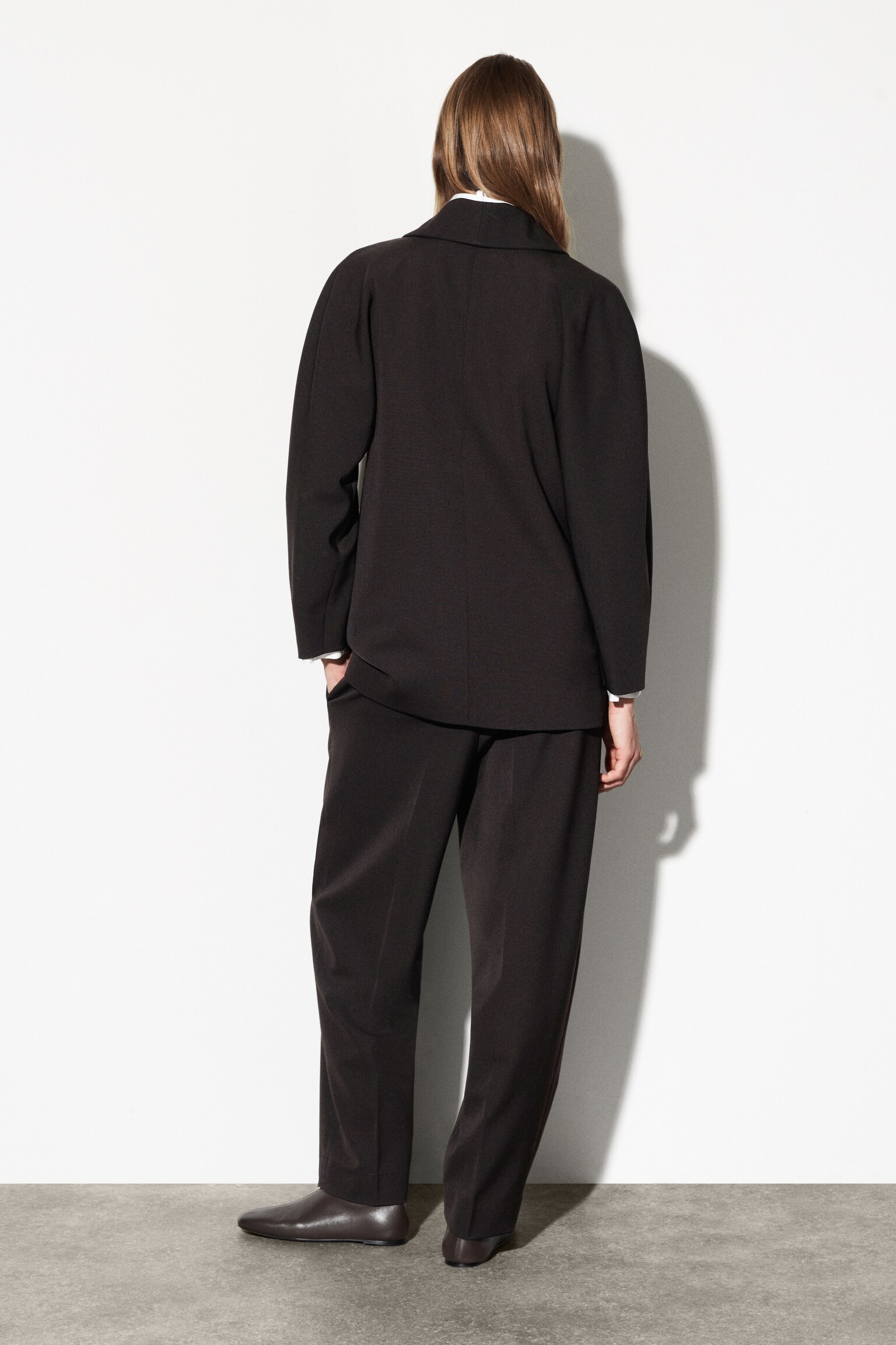 SHAWL-COLLAR WOOL-BLEND BLAZER - BRUN FONCÉ - 5