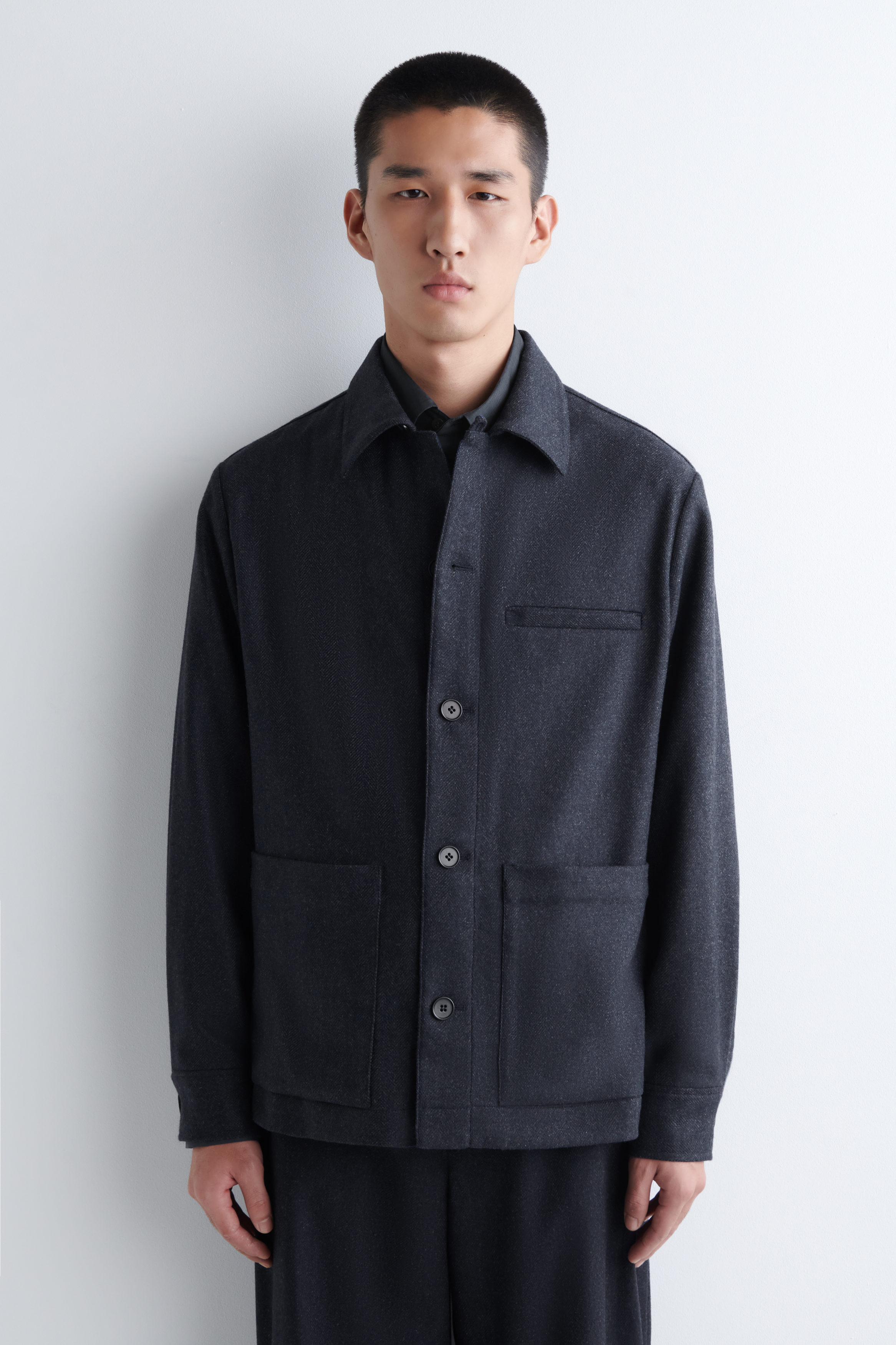 WOOL OVERSHIRT - GRAY / BIRDSEYE | COS US