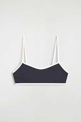 CONTRAST-TRIMMED SCOOP-NECK BIKINI TOP — NAVY / WHITE 6