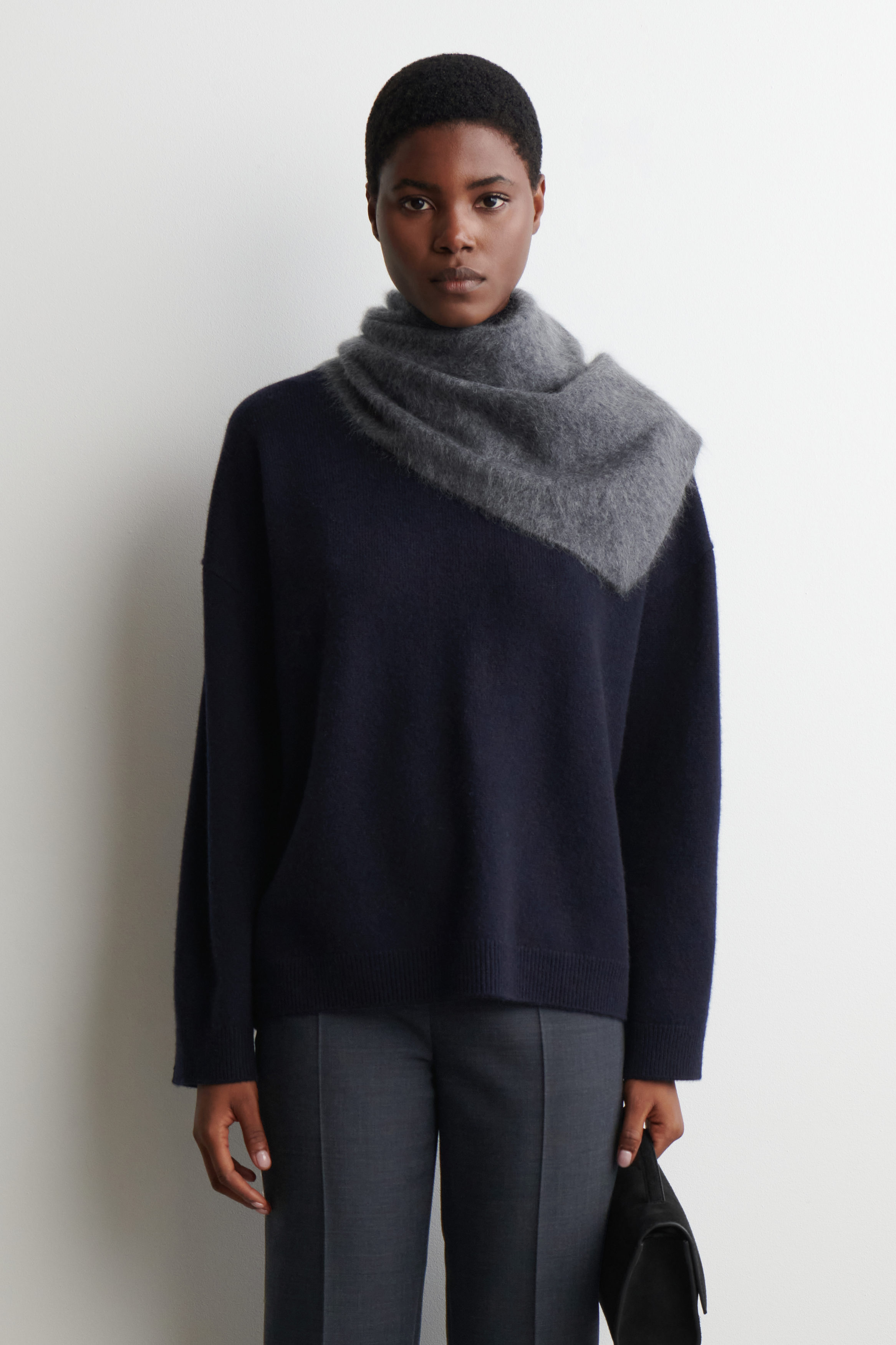 CASHMERE FUNNEL-NECK SWEATER - NAVY | COS US