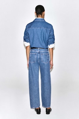 LONGLINE DENIM SHIRT — BLUE 6