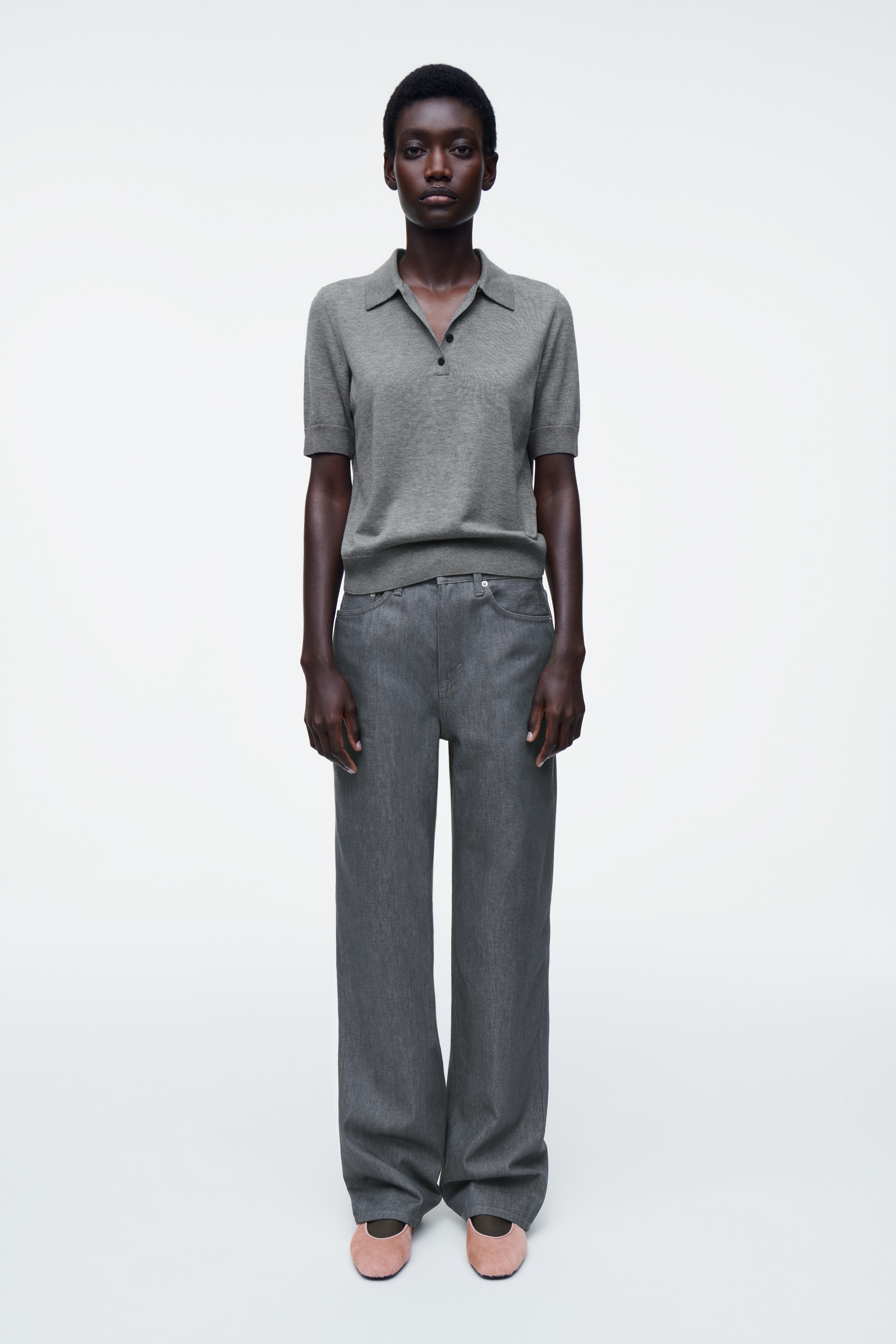 BALLERINASKOR I PONY HAIR-LÄDER - ROSA