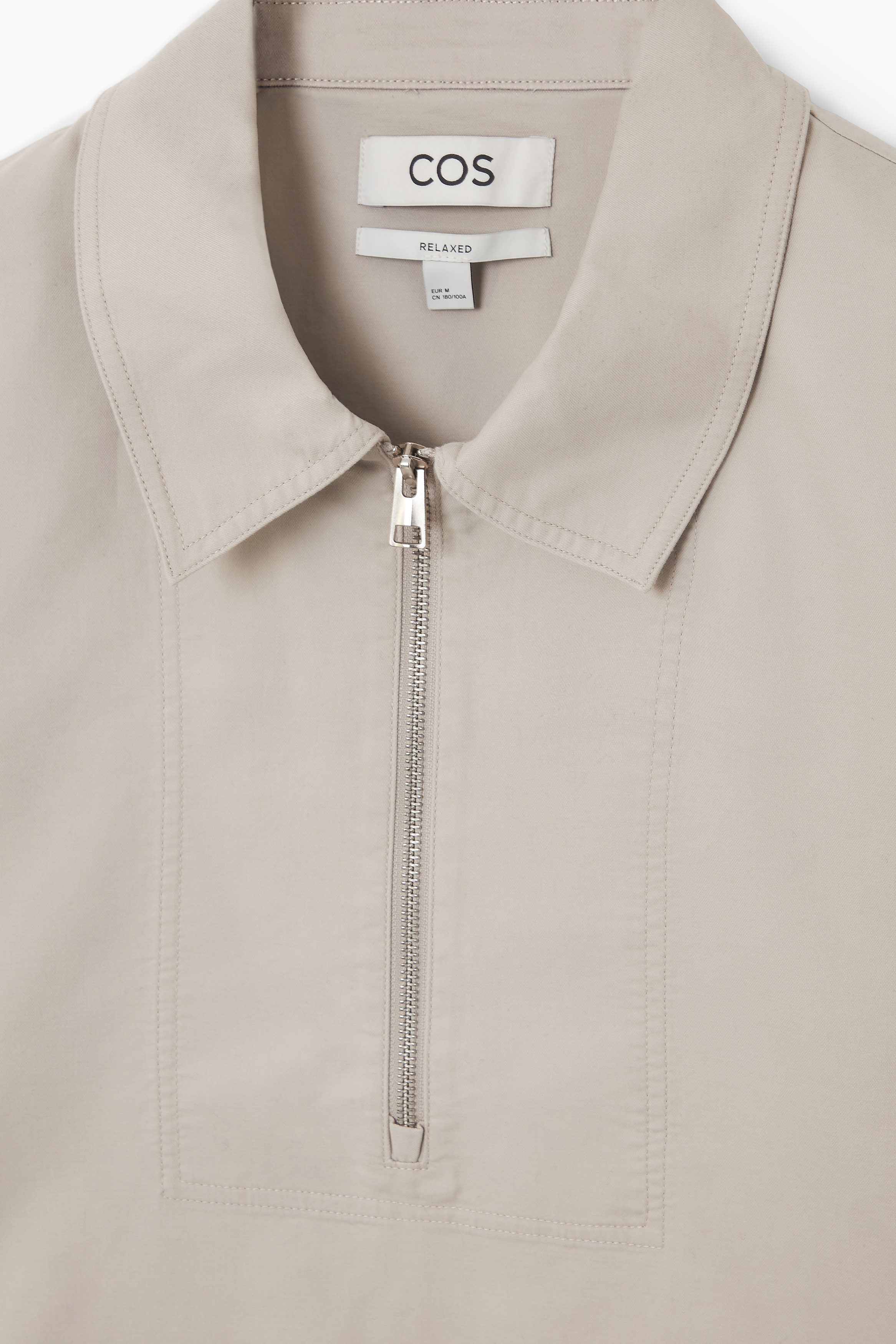TWILL HALF-ZIP POLO SHIRT - STONE | COS