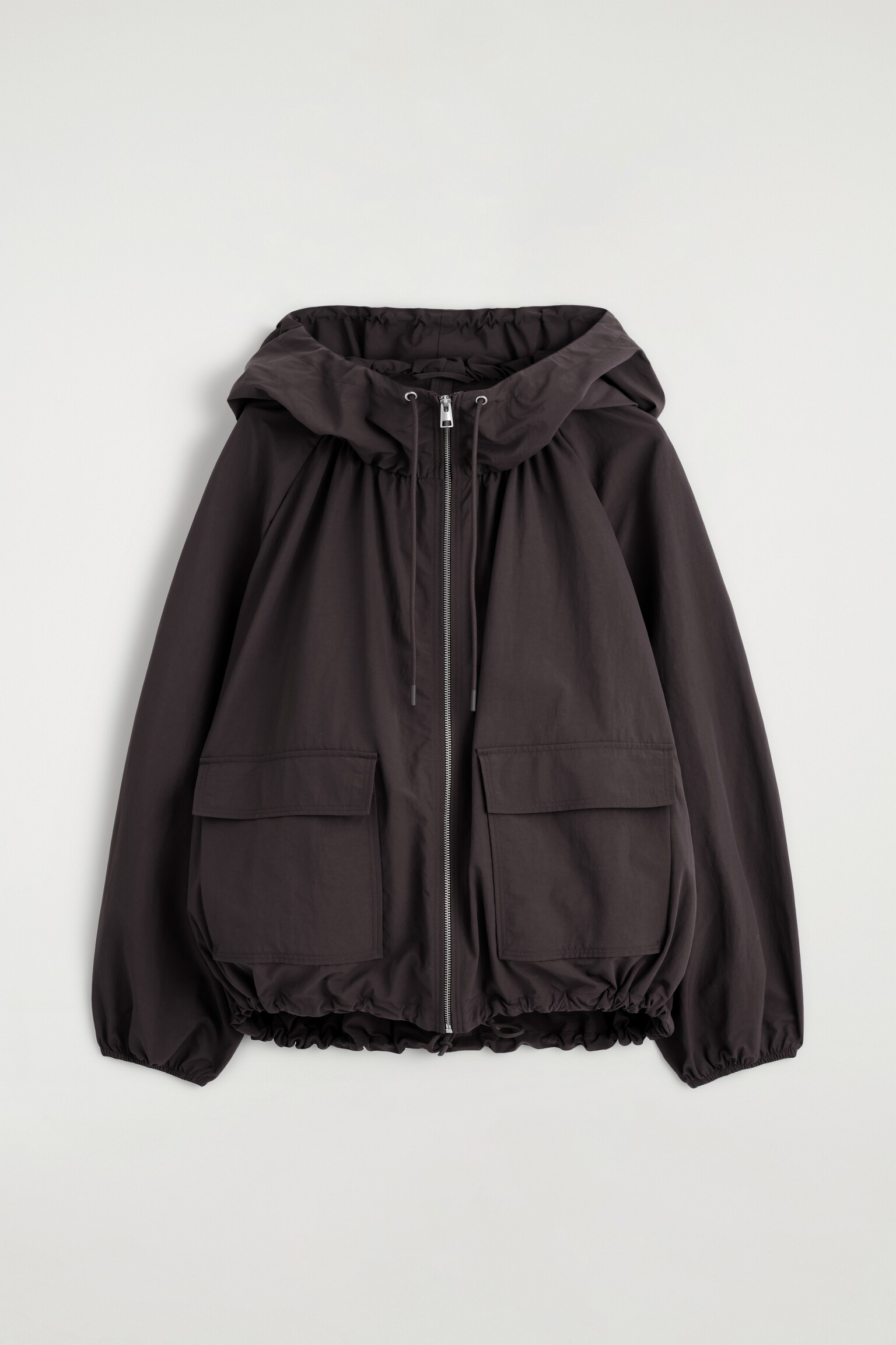 TECHNICAL HOODED PARKA JACKET - DARK BROWN/DARK RED - 2