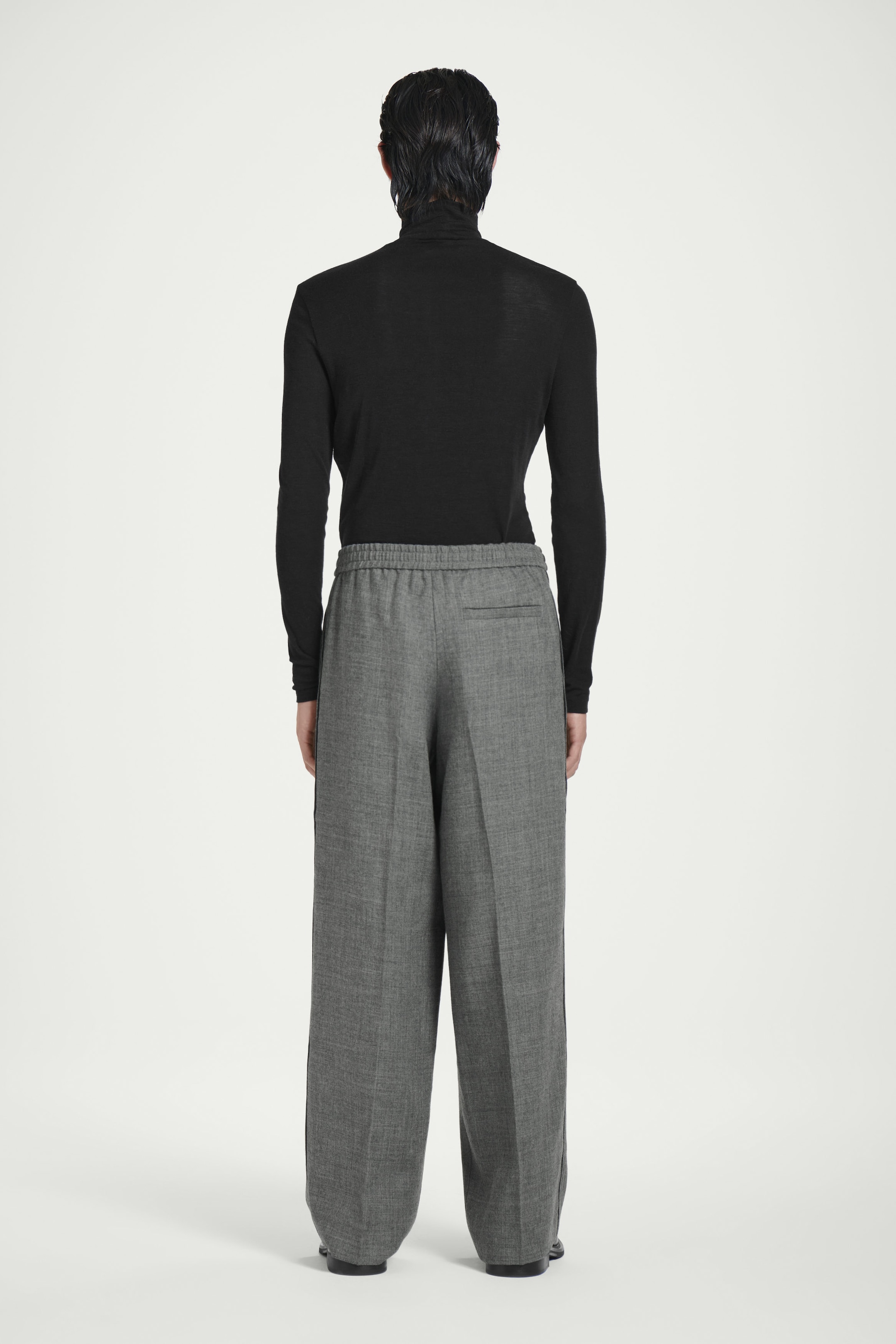 TAILORED WOOL-FLANNEL TRACK PANTS