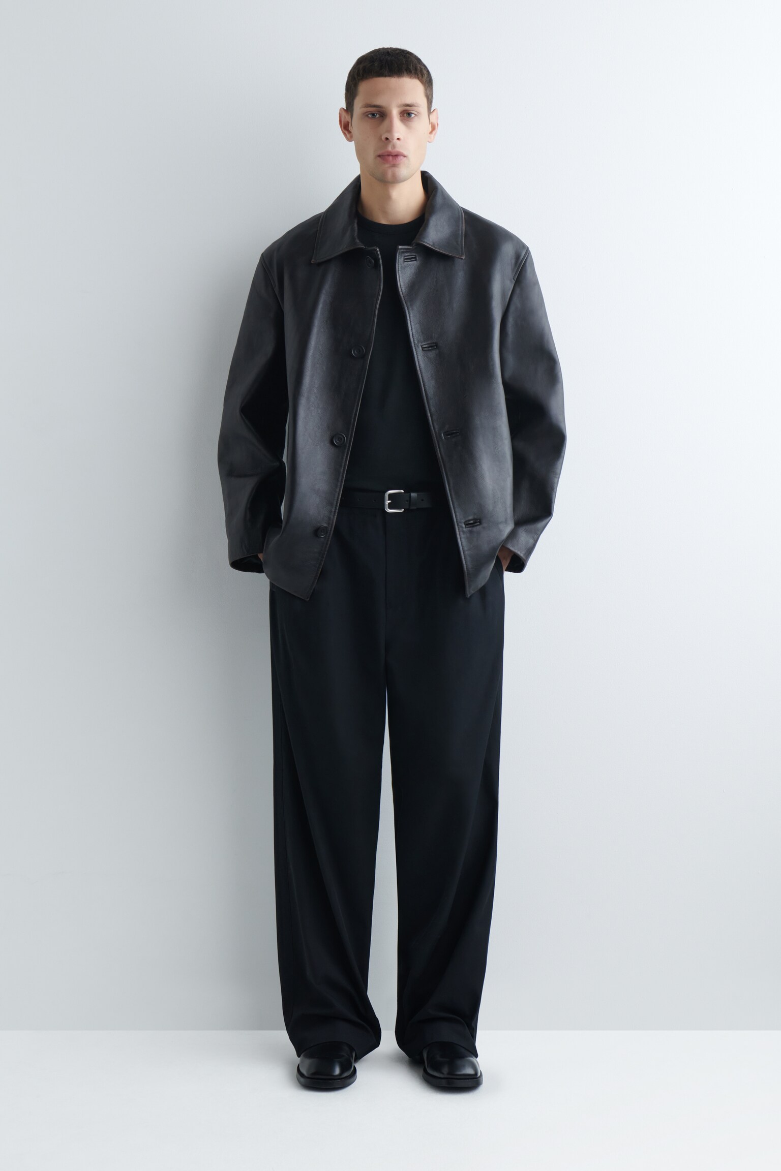 BRUSHED-COTTON T-SHIRT - BLACK/NAVY/WHITE/BEIGE - 3