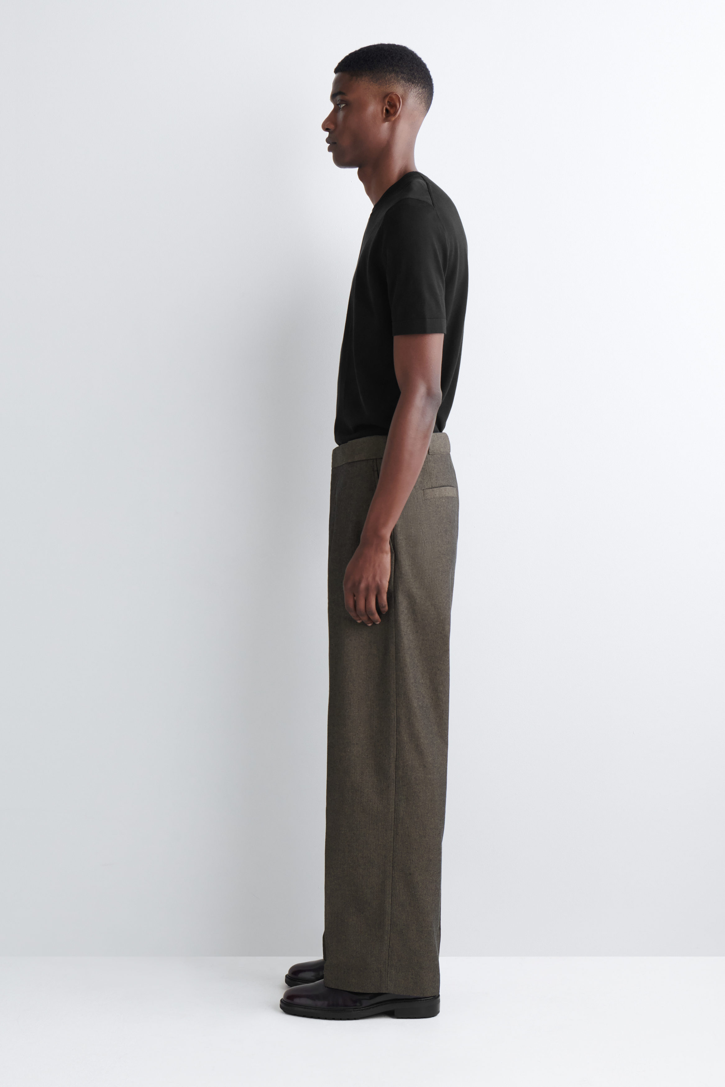 HERRINGBONE RELAXED-FIT WIDE-LEG PANTS - DARK BROWN | COS US