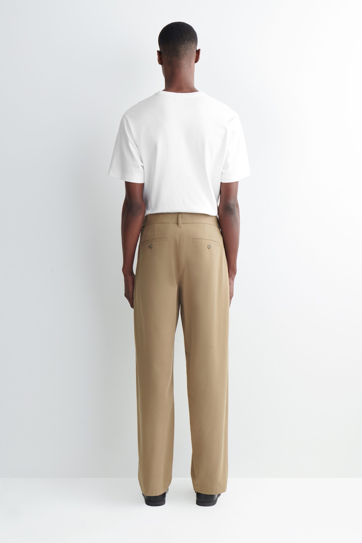 COTTON REGULAR-FIT STRAIGHT-LEG CHINOS — BEIGE