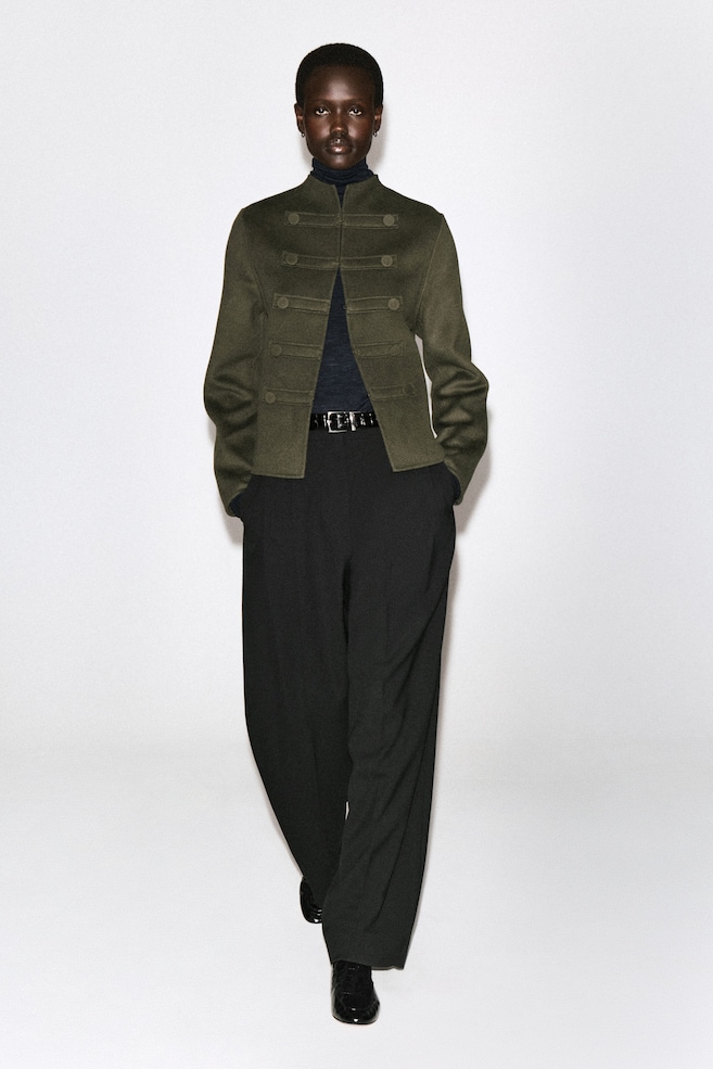DOUBLE-FACED WOOL UNIFORM JACKET — KHAKI