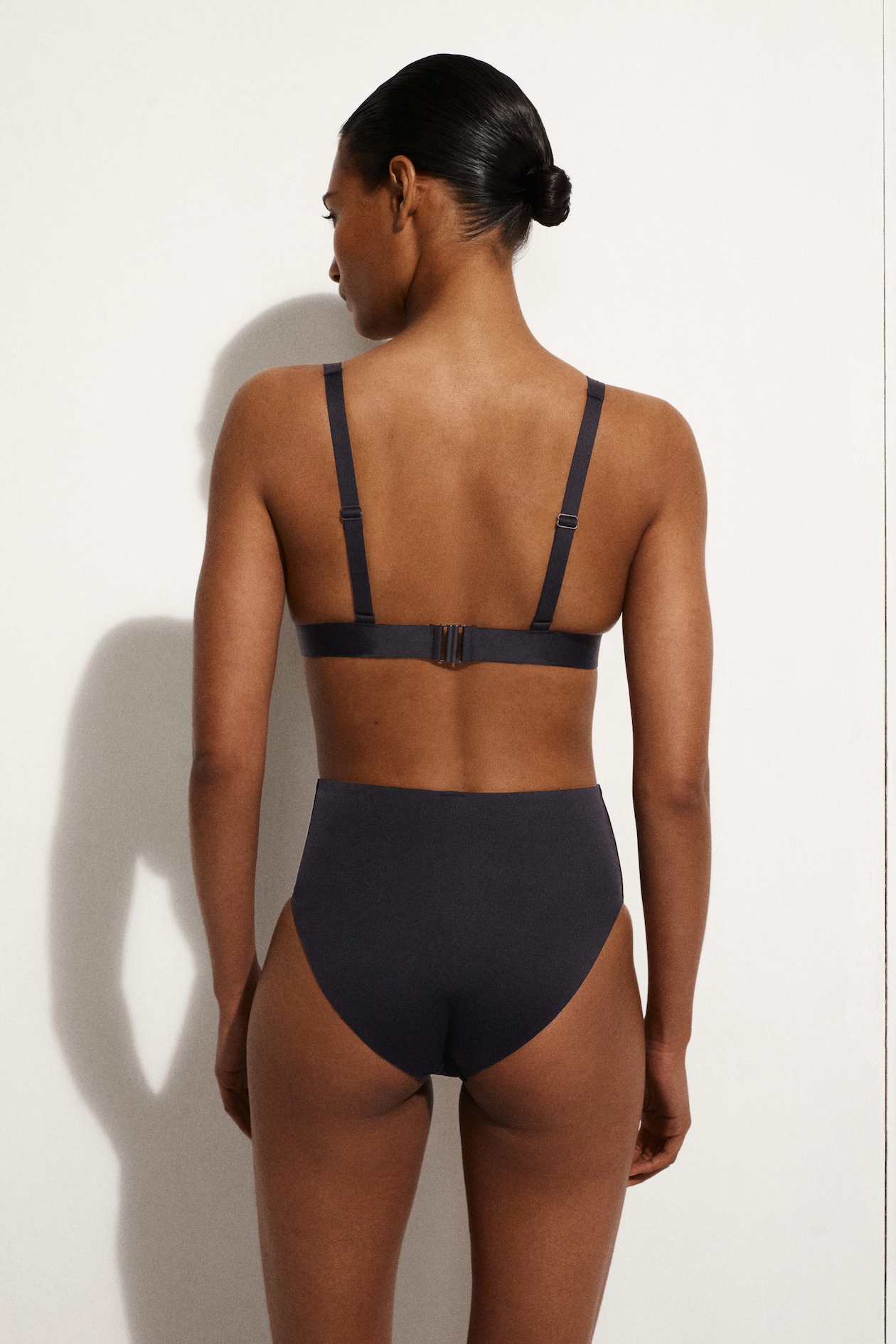 BONDED-SCUBA HIGH-WAISTED BIKINI BRIEFS — NAVY