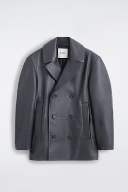 TAILORED PADDED LEATHER COAT — ANTHRACITE 11
