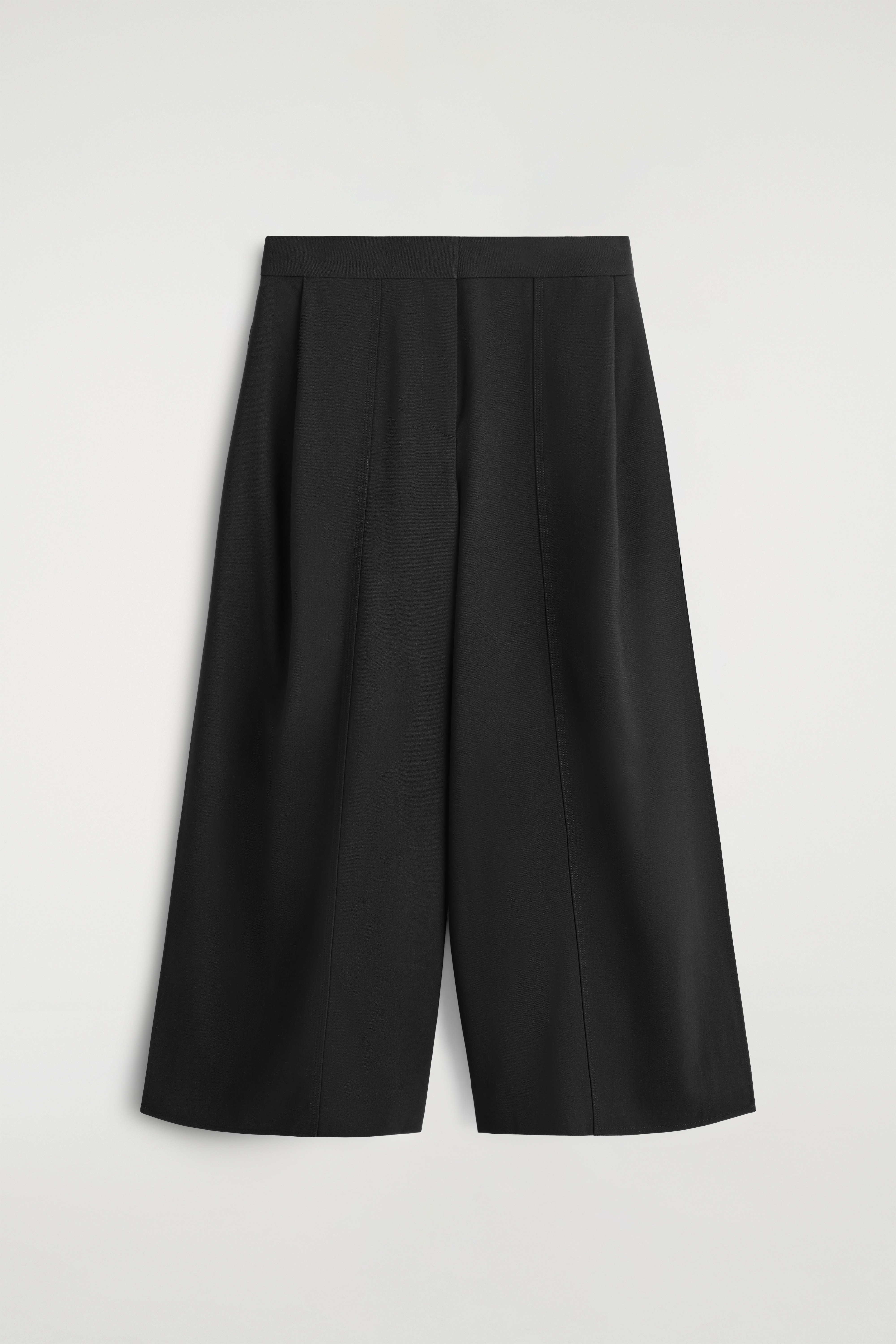 CULOTTES CON PINZAS EN MEZCLA DE LANA MERINO - NEGRO