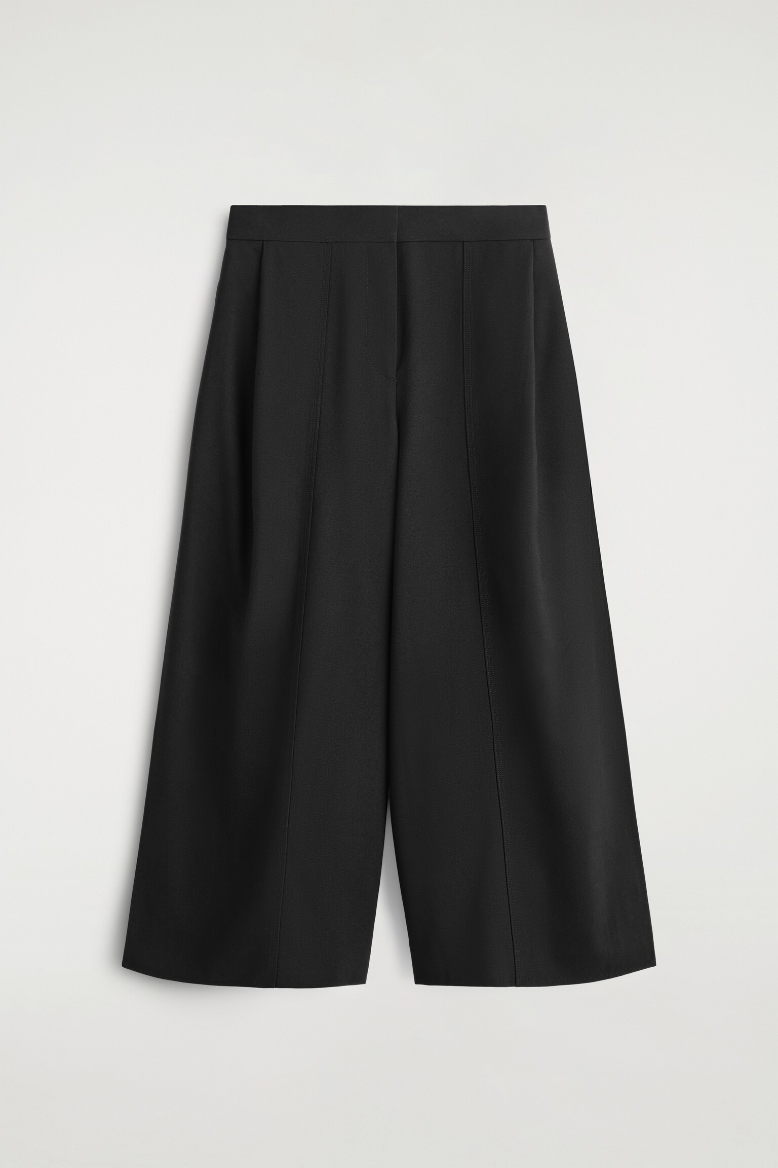 CULOTTE PLISSÉ IN MISTO LANA MERINO - NERO - 2