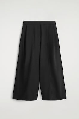 PLEATED MERINO WOOL BLEND CULOTTES — BLACK 2