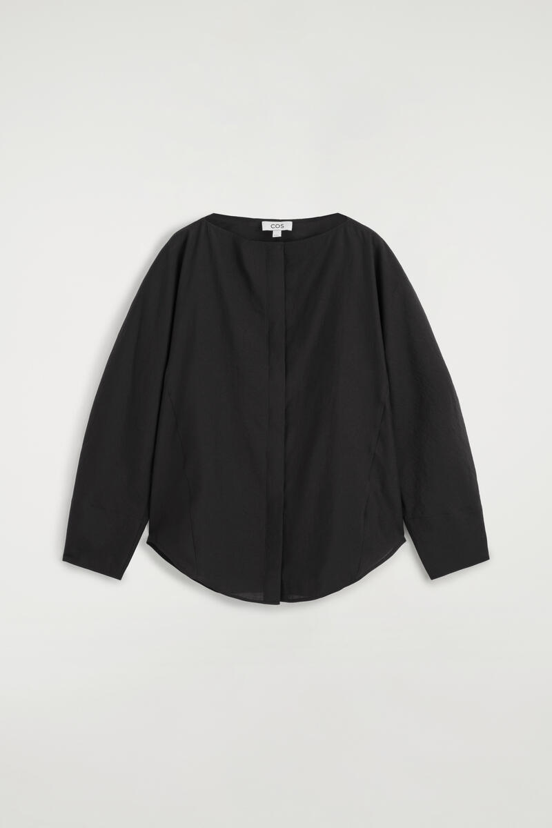 Sculpted Boat-Neck Blouse