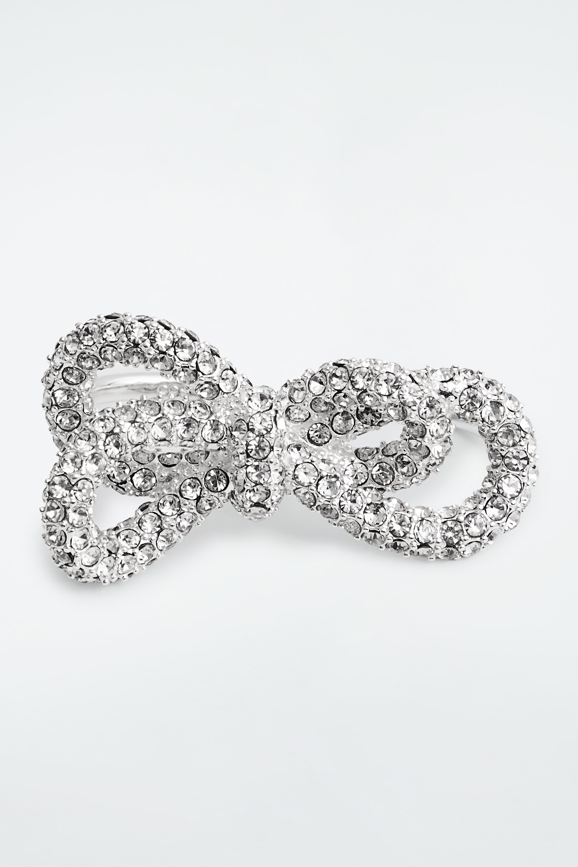 KNOTTED BOW CRYSTAL DOUBLE-FINGER RING - SILVER | COS