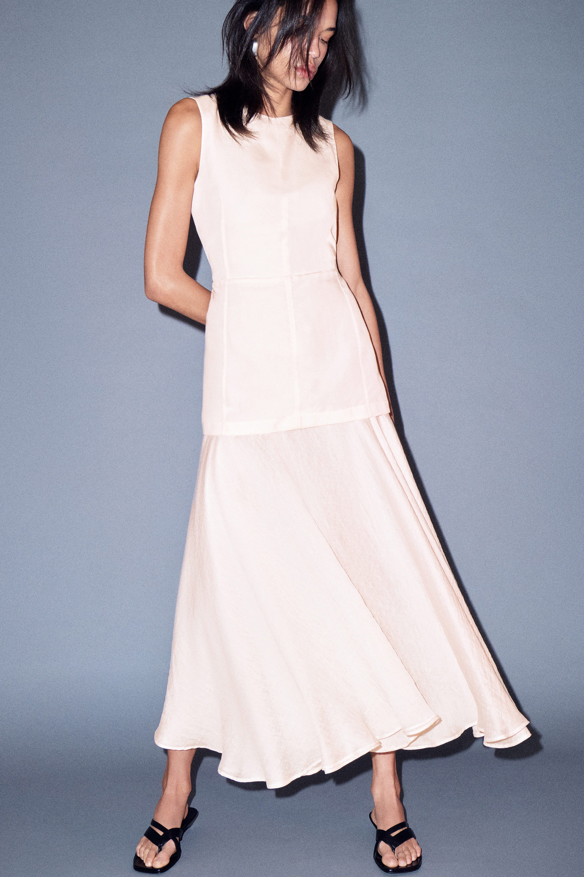 【美品♪】 COS LAYERED MID-LENGTH DRESS LAYERED PEPLUM MIDI DRESS - BLACK | COS