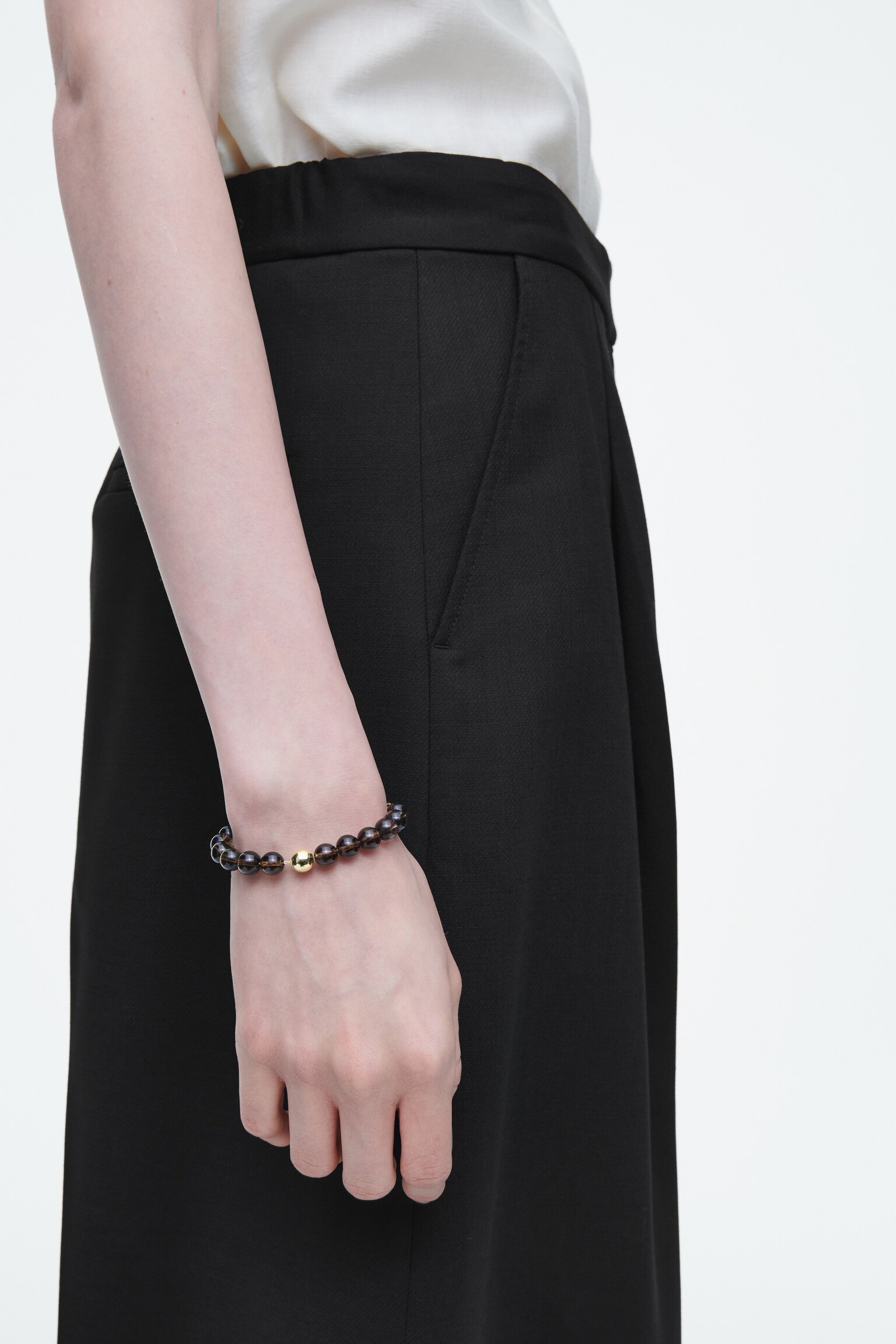 BRACELET EN PERLES DE QUARTZ - BRUN