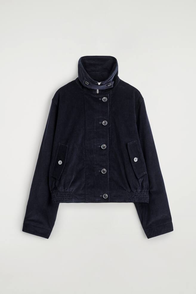 CORDUROY FUNNEL-NECK JACKET - NAVY - 1
