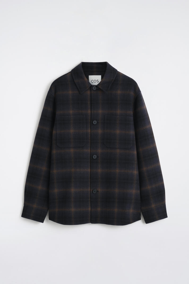 Double-Faced Wool Overshirt in Navy