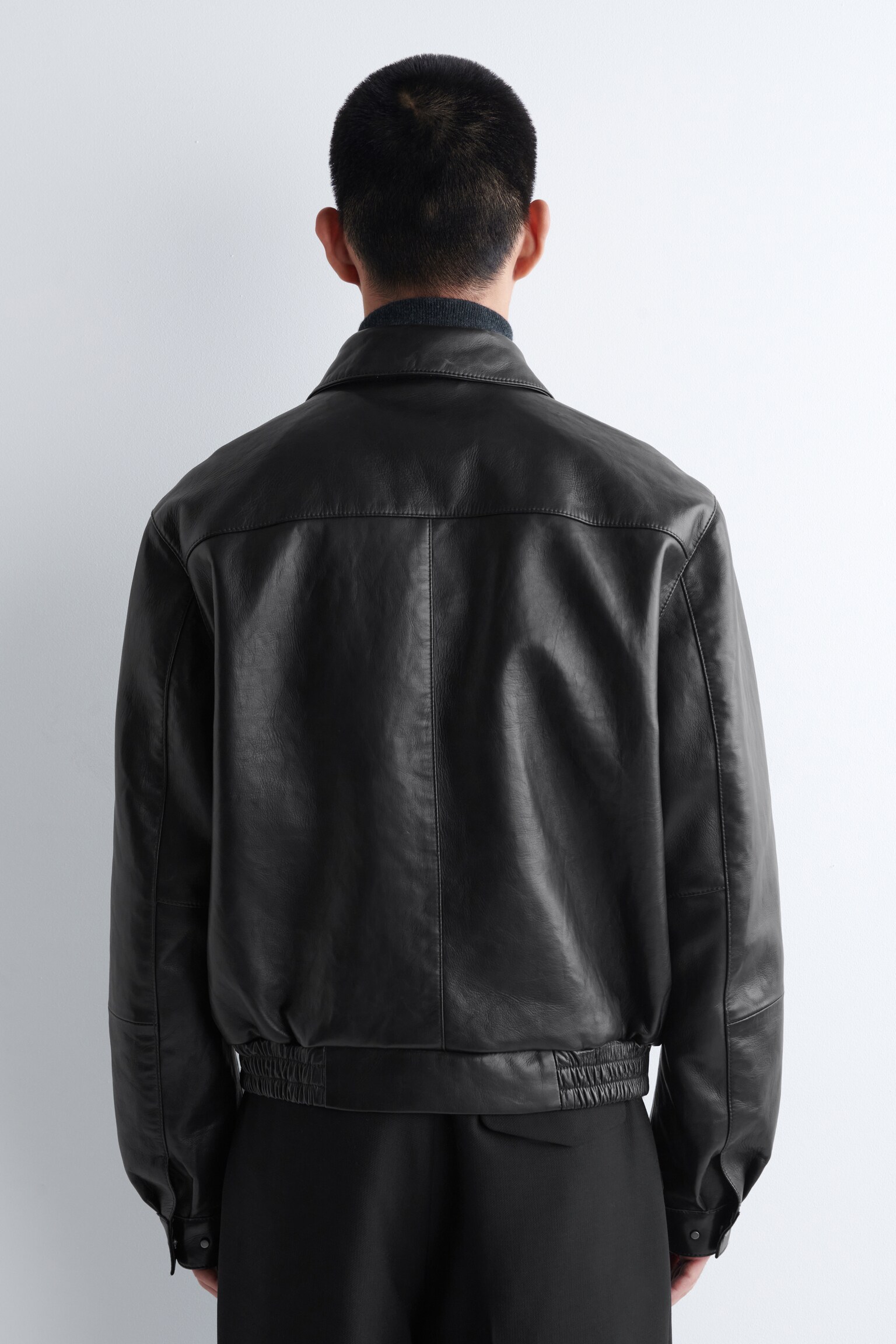 LEATHER BLOUSON JACKET - BLACK - 6