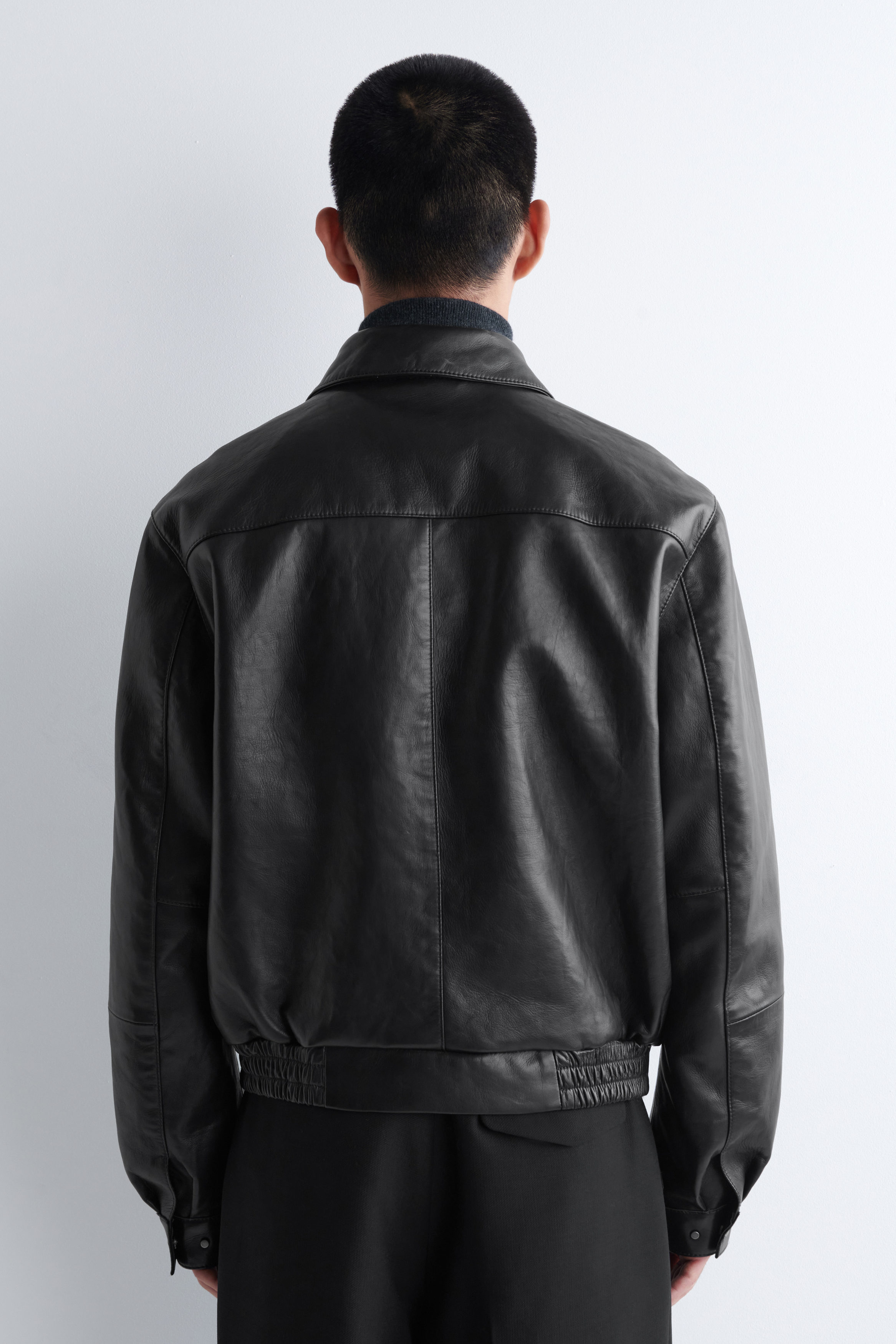 old leather blouson black 短丈 本革 黒 M BONDED LEATHER SHORT JACKET – OBLIGE