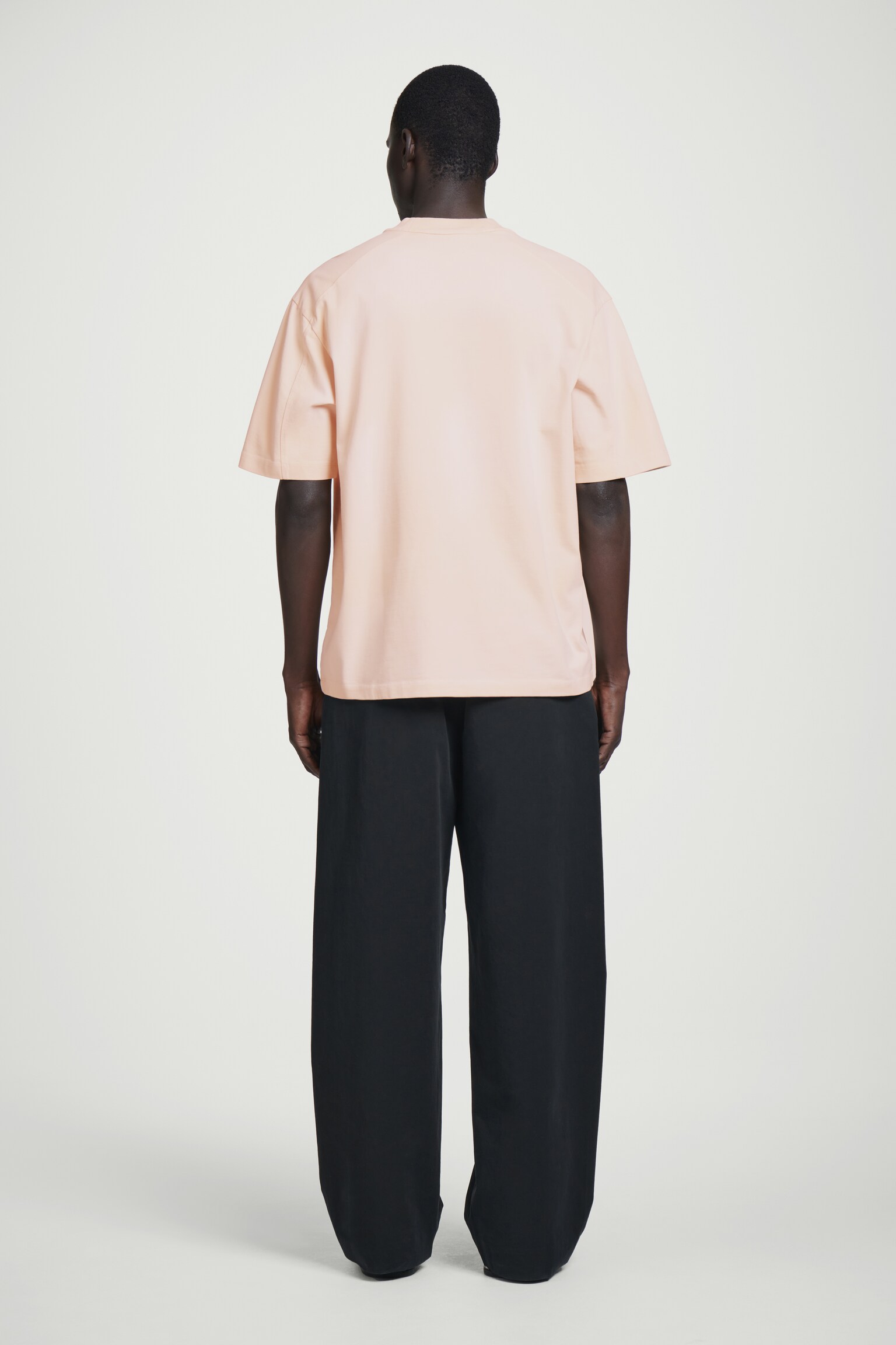 OVERSIZED WASHED-JERSEY MOCK-NECK T-SHIRT - APRICOT/BLACK/GREEN - 3