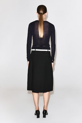 BOX-PLEAT WOOL MIDI SKIRT — BLACK 4