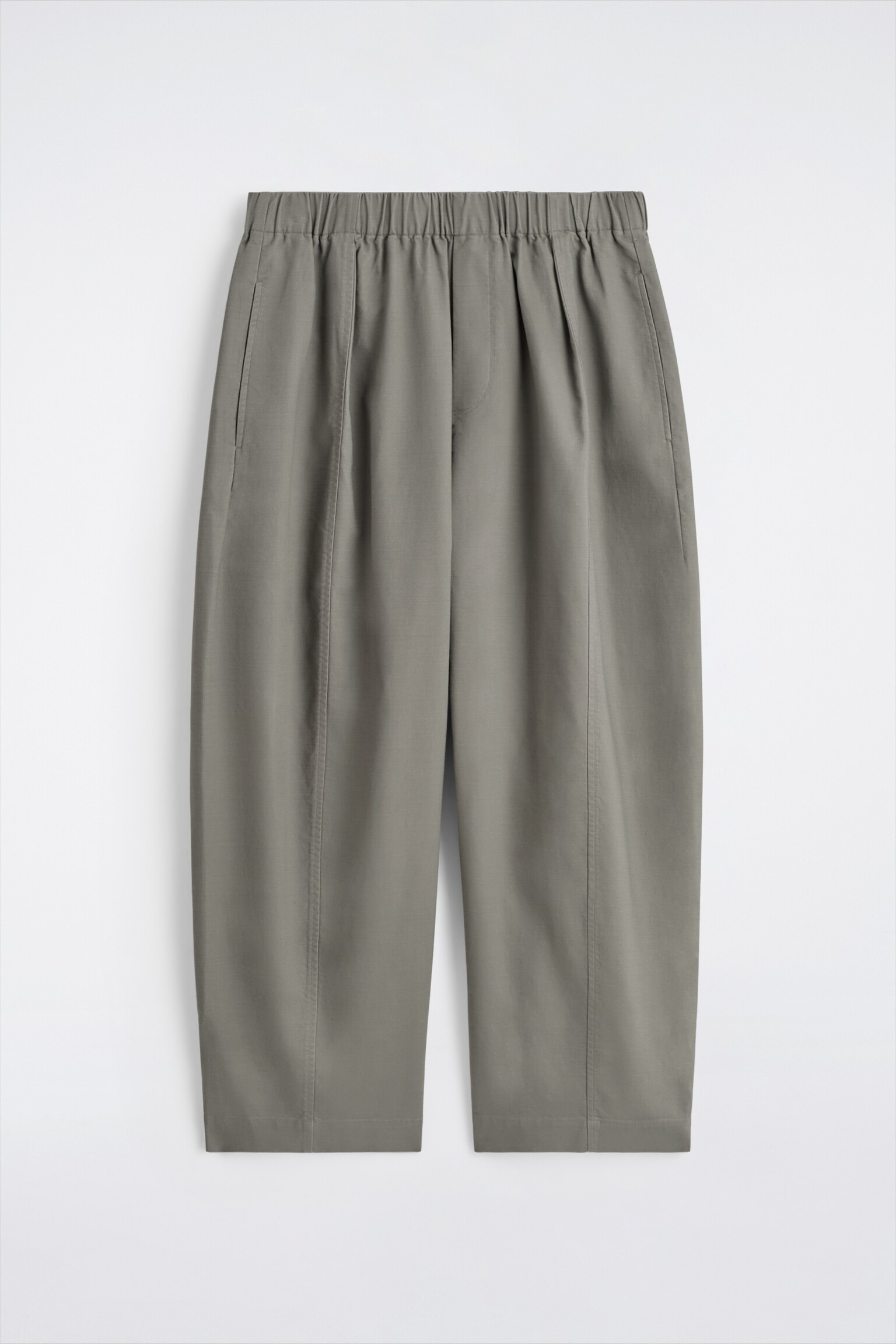 PANTALÓN BARREL-LEG TOBILLERO DE ALGODÓN - GRIS/BEIGE/NEGRO - 2