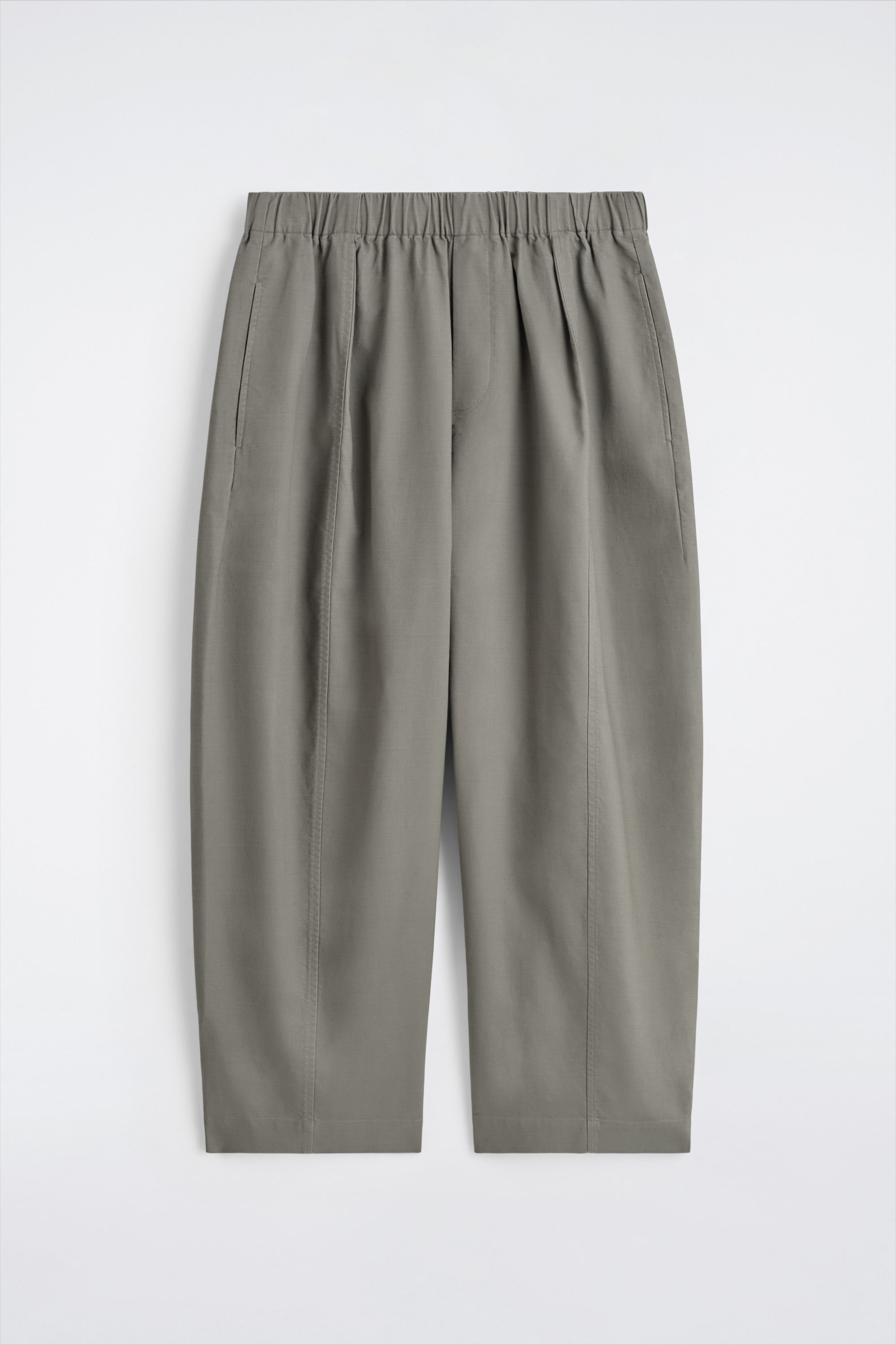 COTTON CROPPED BARREL-LEG PANTS - GRAY | COS US